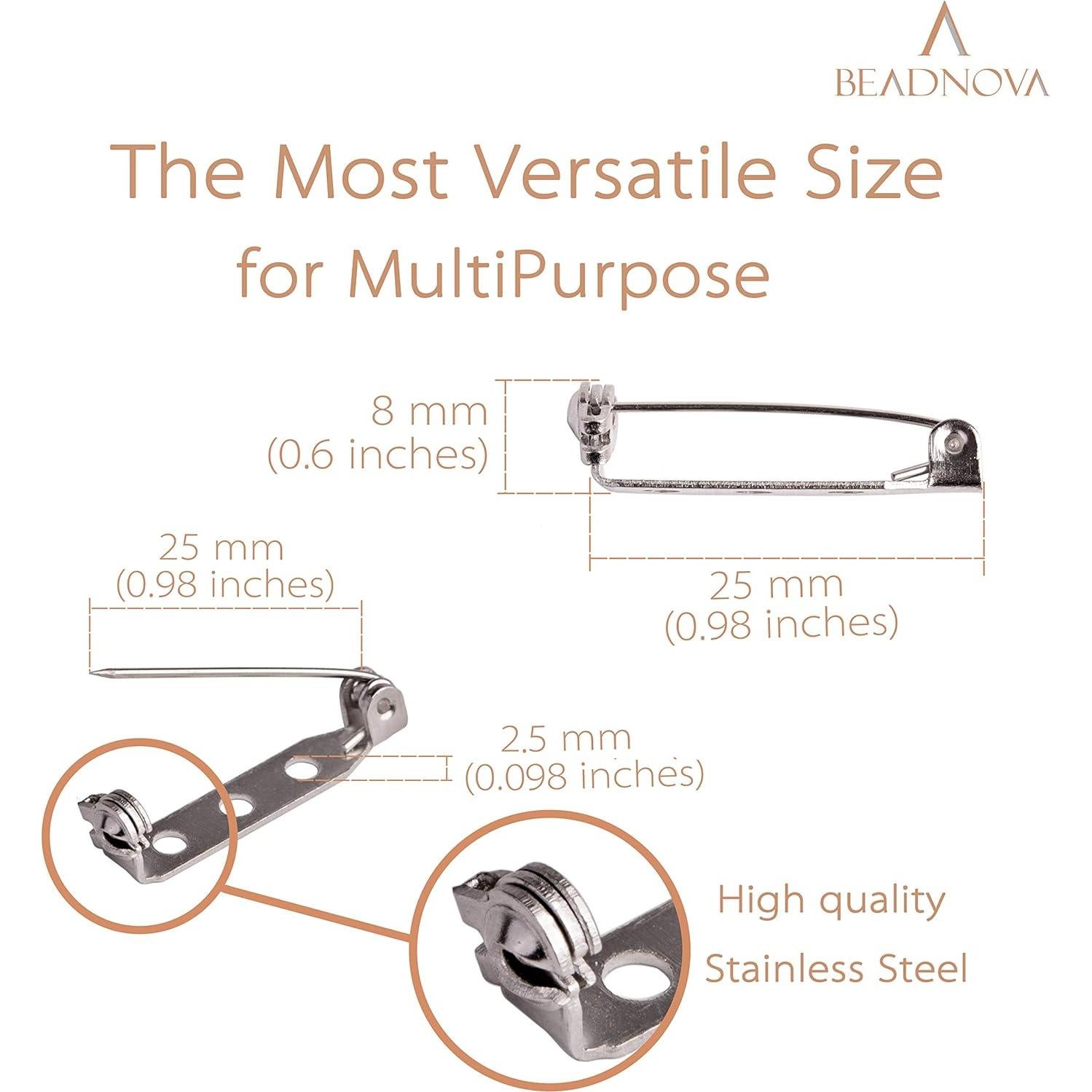 Alfileres de Broche BEADNOVA Plateados con Cierre de Seguridad (36pcs)