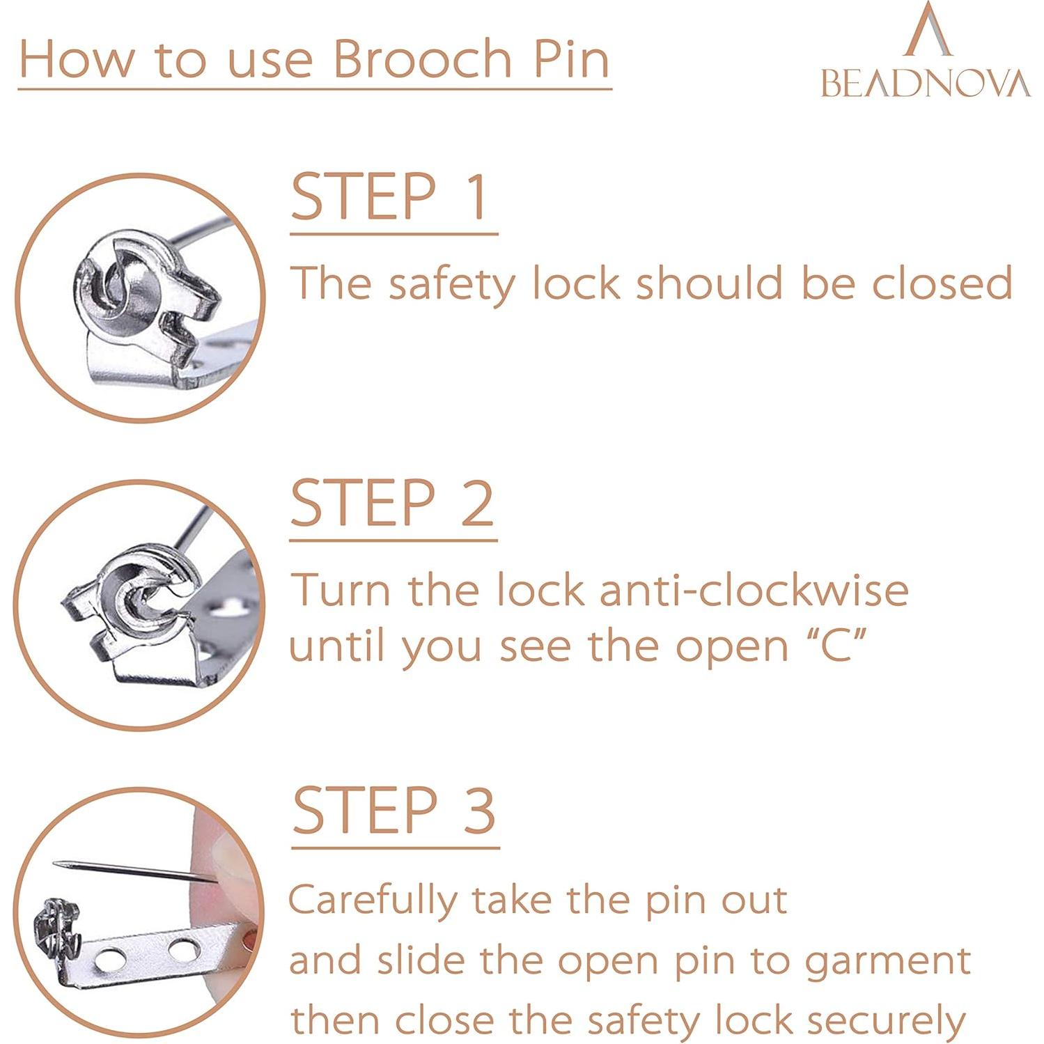 Alfileres de Broche BEADNOVA Plateados con Cierre de Seguridad (36pcs)