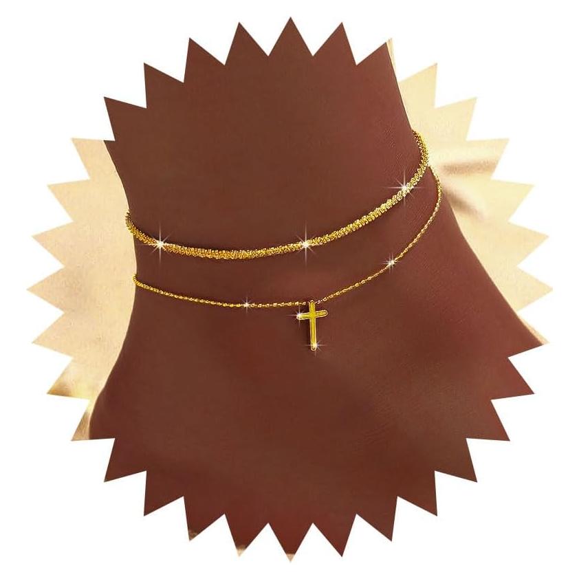 Pulsera de Tobillo Yalice Plata 925 y Baño Oro 14K Ajustable