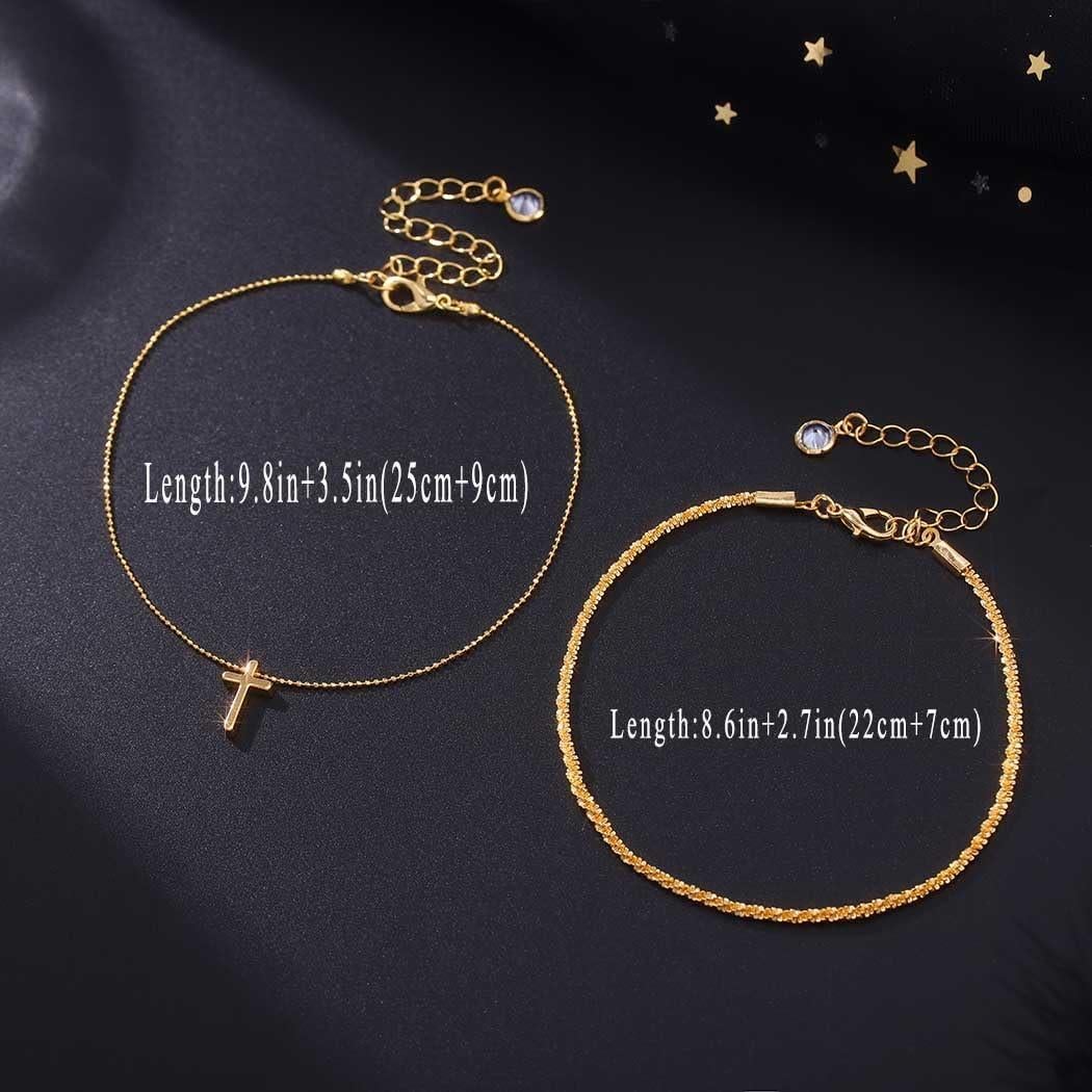 Pulsera de Tobillo Yalice Plata 925 y Baño Oro 14K Ajustable