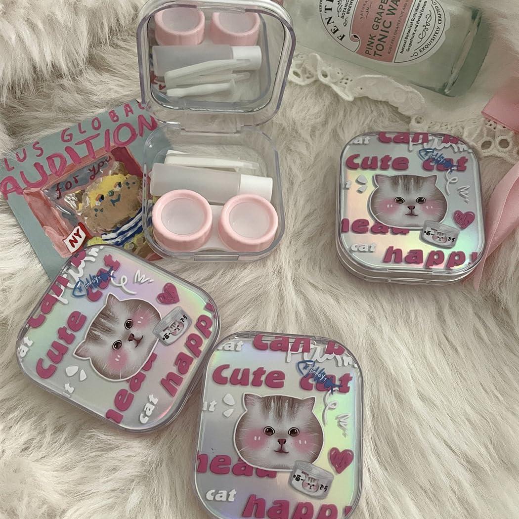 Estuche para Lentes de Contacto Vifirstew Gato Bonito con Espejo