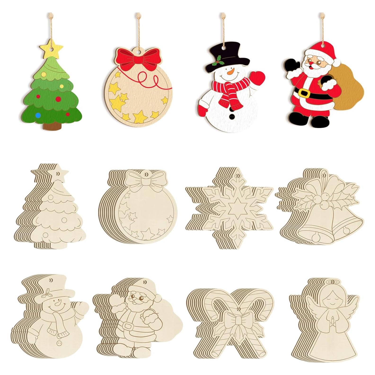 80 Adornos Navideños de Madera para Pintar - Sophena