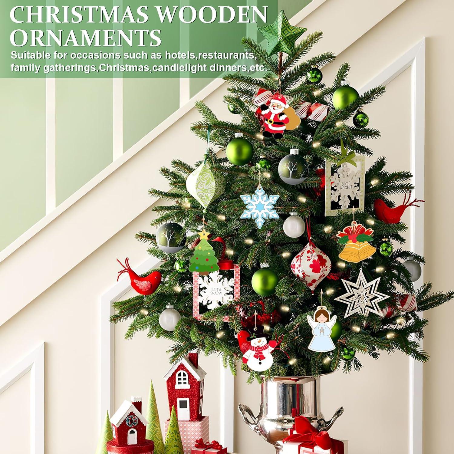 80 Adornos Navideños de Madera para Pintar - Sophena