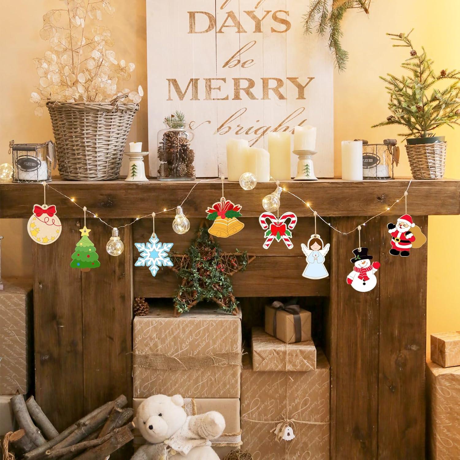 80 Adornos Navideños de Madera para Pintar - Sophena
