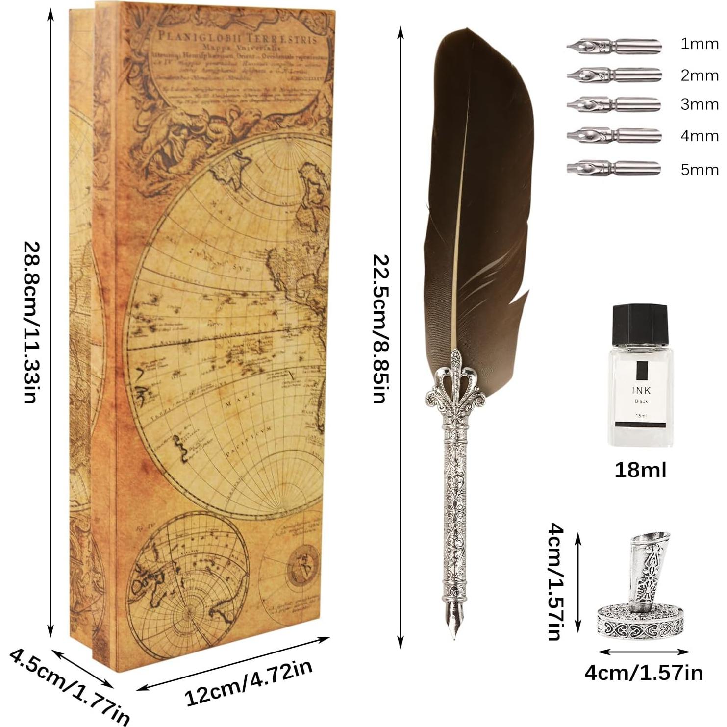 Conjunto de Pluma de Caligrafía Retro Flylin con Tintero y 5 Puntas