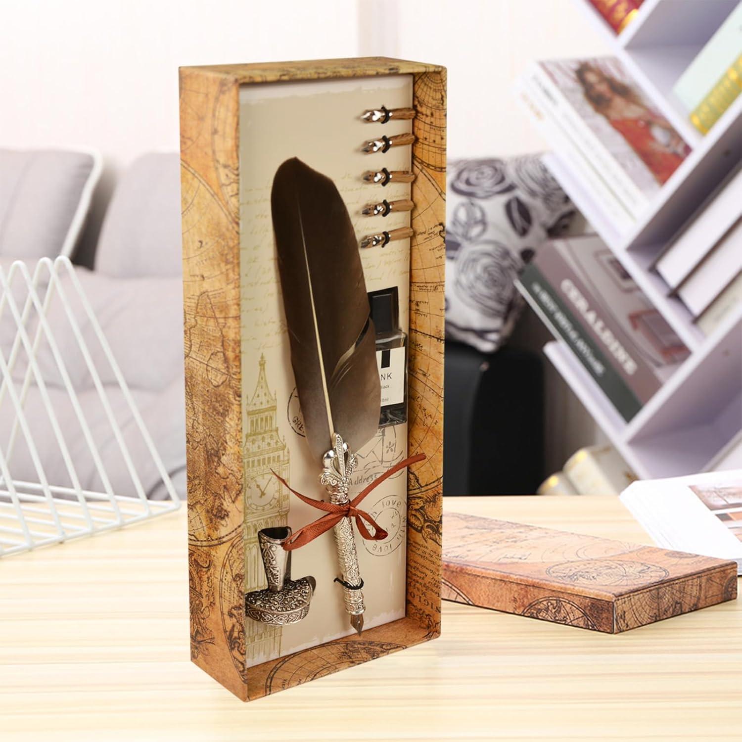 Conjunto de Pluma de Caligrafía Retro Flylin con Tintero y 5 Puntas