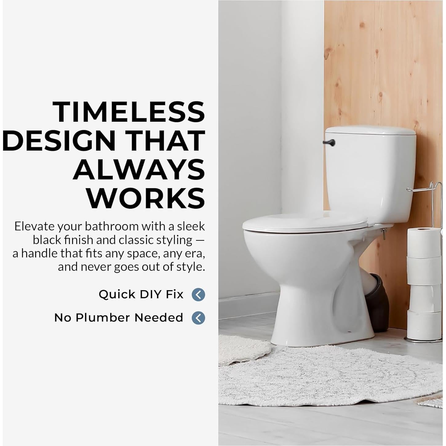 Mango de Inodoro Negro Qualihome - Montaje Frontal - Duradero