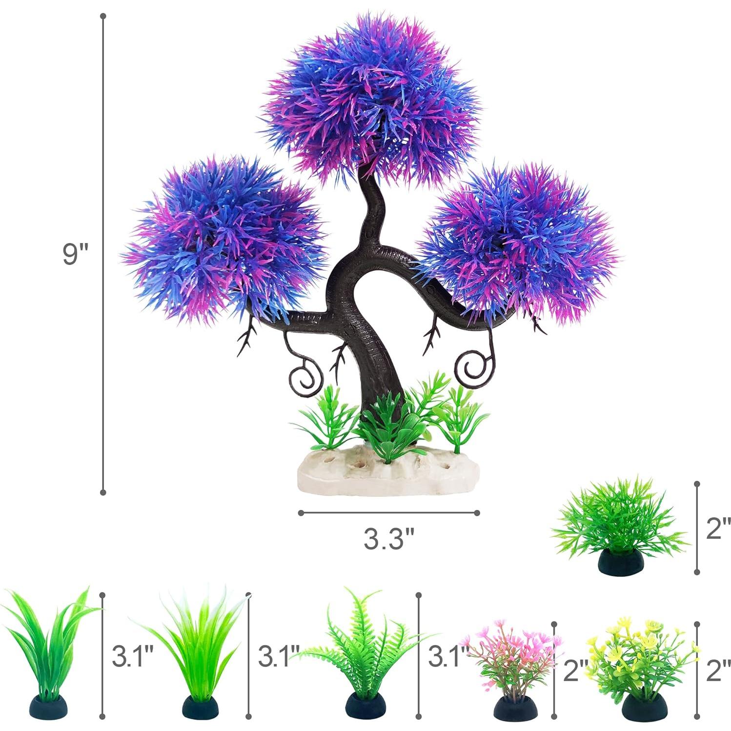 Decoraciones para Acuario Vtapliea - Plantas Artificiales 7 Piezas