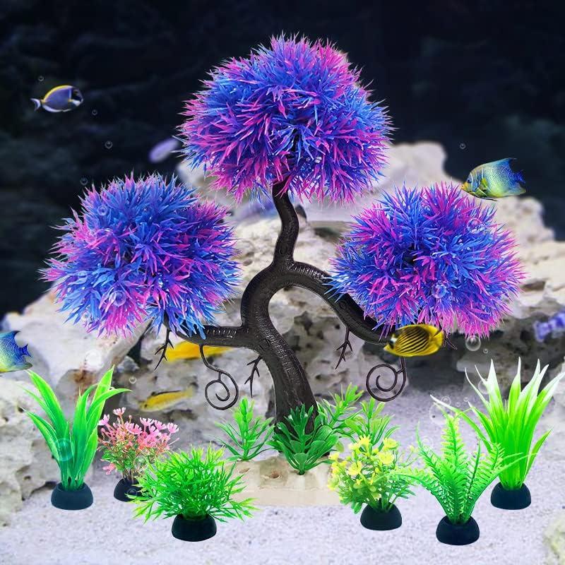 Decoraciones para Acuario Vtapliea - Plantas Artificiales 7 Piezas