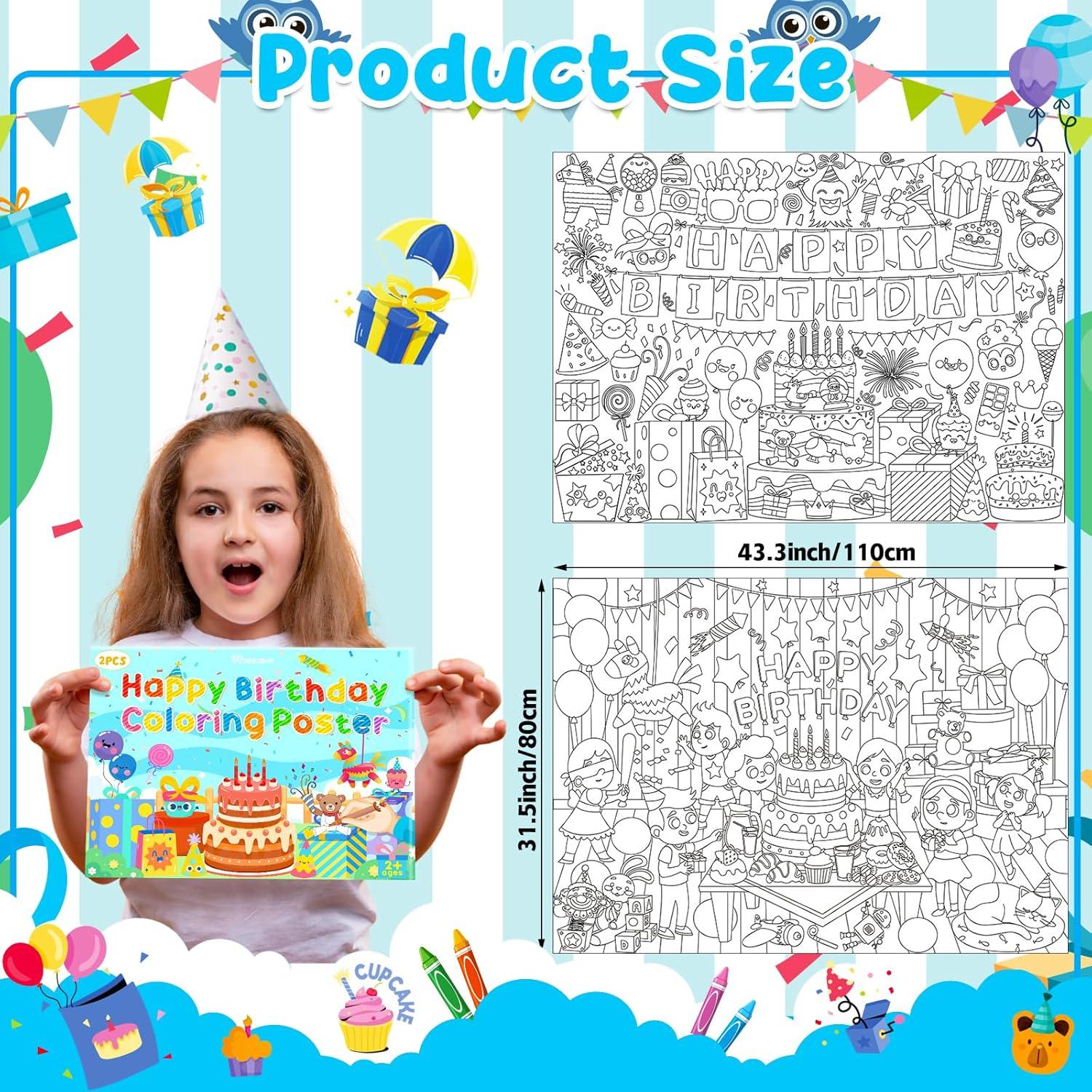 Paquete de 2 Pósters Gigantes para Colorear Cumpleaños Rossorha