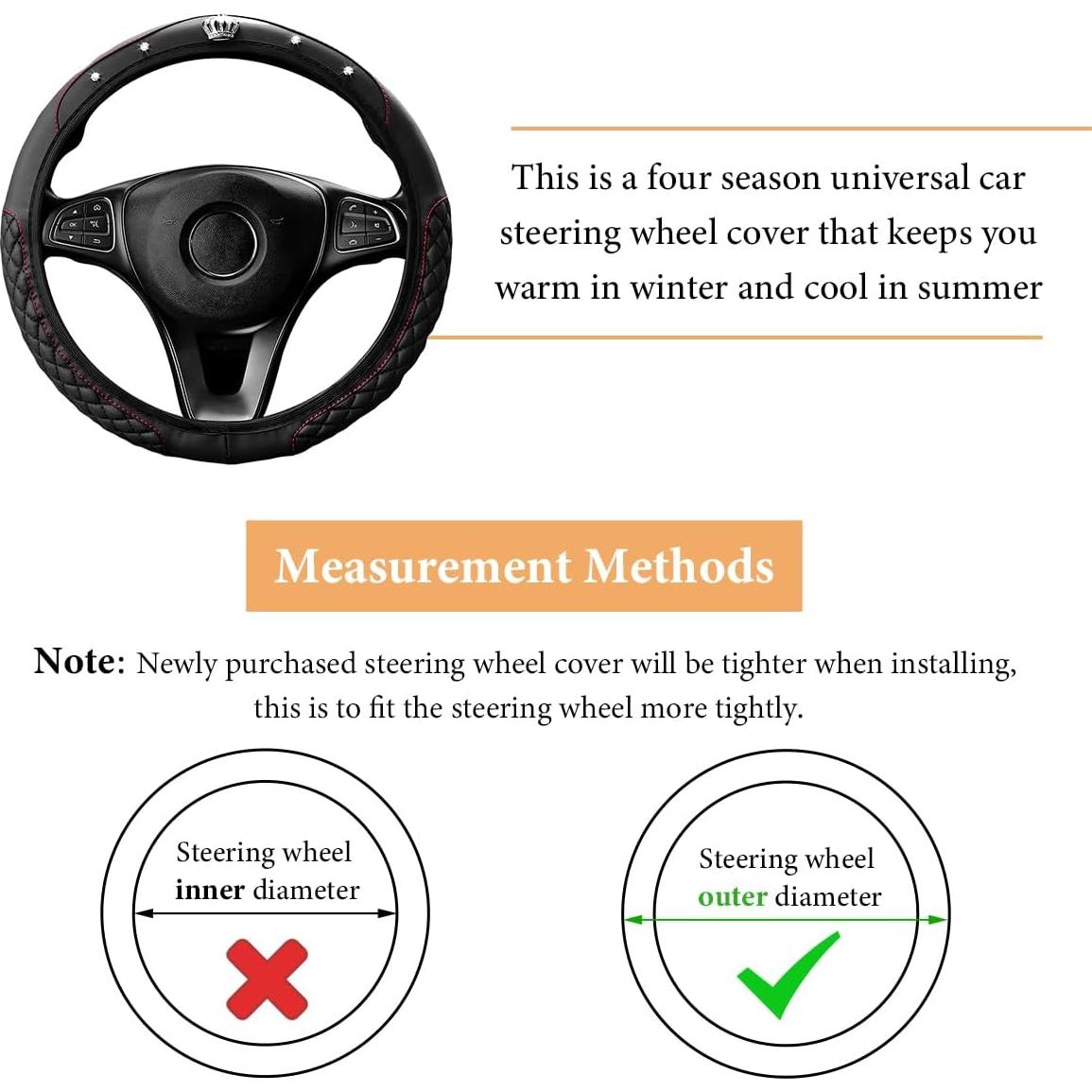 Cubierta de Volante MUQIDA Brillante 38 cm Antideslizante Negro