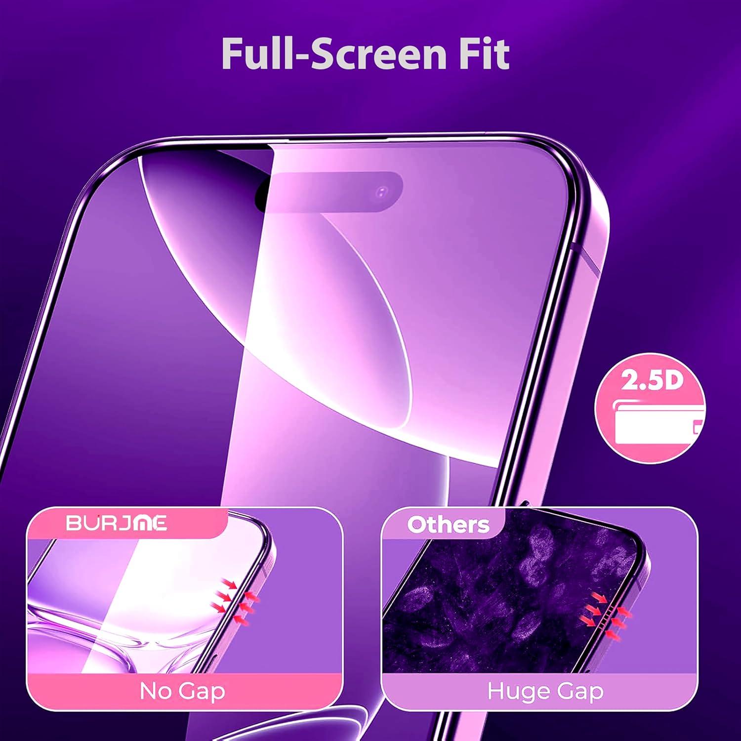 Paquete de 3 Protectores de Pantalla Vidrio Templado BURJME iPhone 16