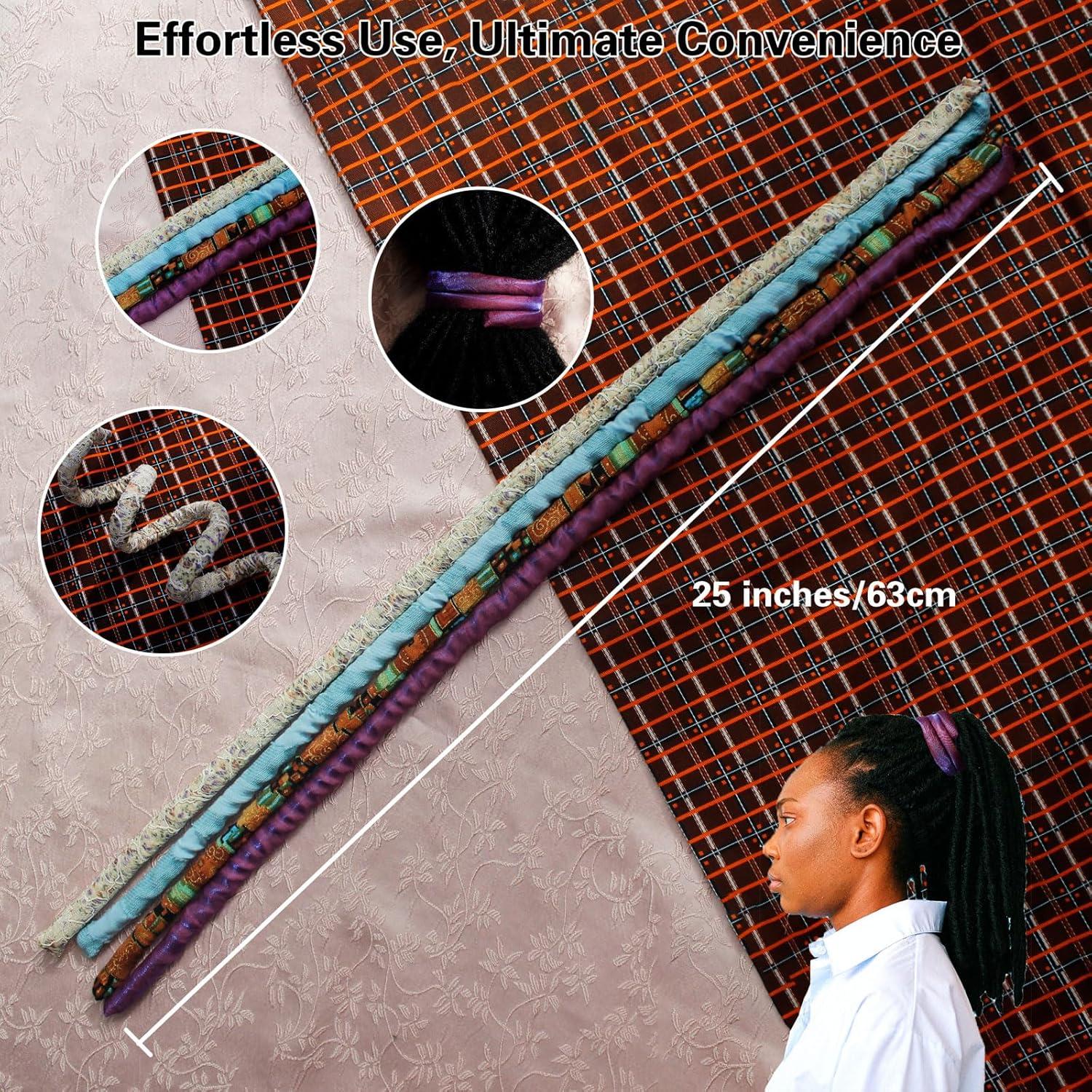 4 Lazos para Dreadlocks Coloridos - Accesorios para Cabello Rizado