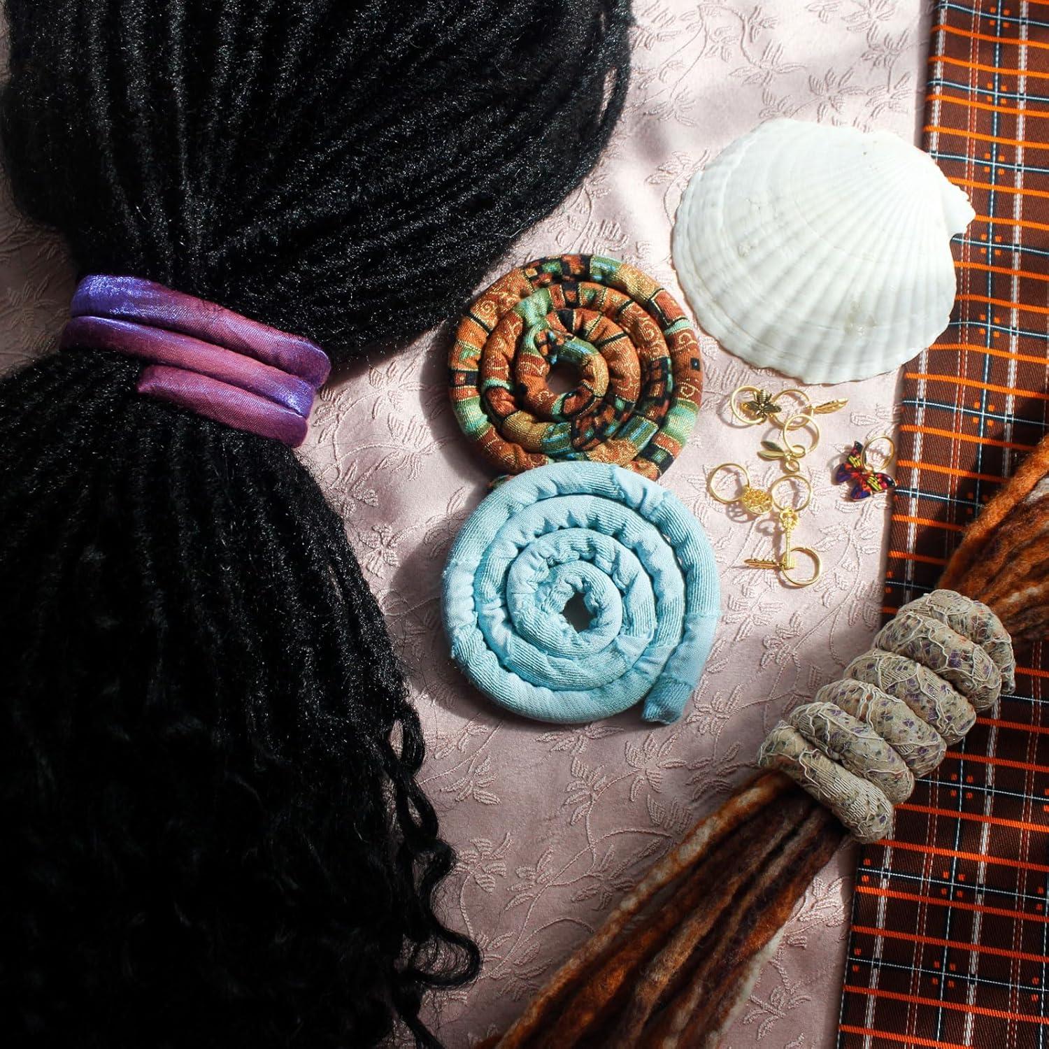 4 Lazos para Dreadlocks Coloridos - Accesorios para Cabello Rizado