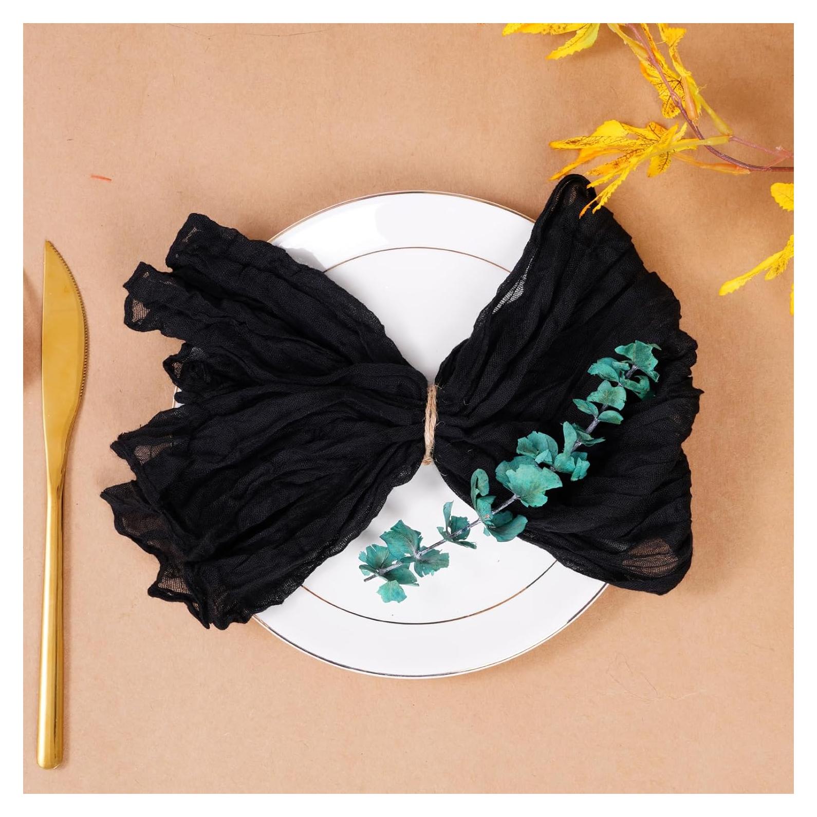 Juego de 12 Servilletas de Gasa Nydotd 50x50 cm Rústicas Negras