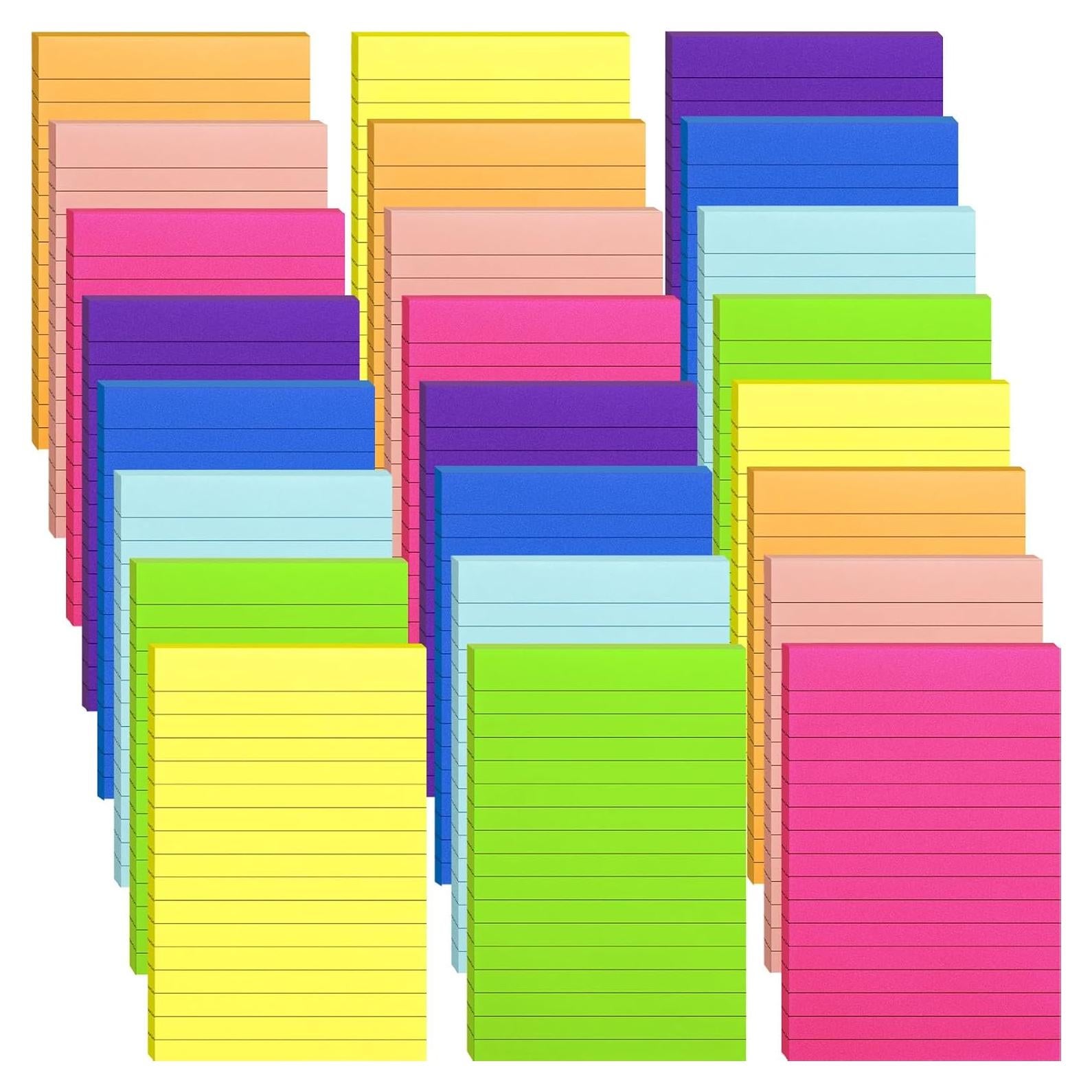 Paquete de 24 Notas Adhesivas Rayadas EMWNG 10.16x15.24 cm