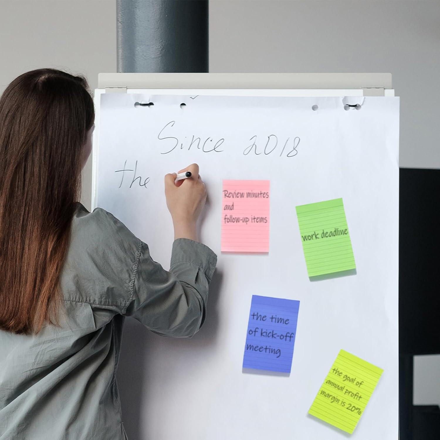 Paquete de 24 Notas Adhesivas Rayadas EMWNG 10.16x15.24 cm