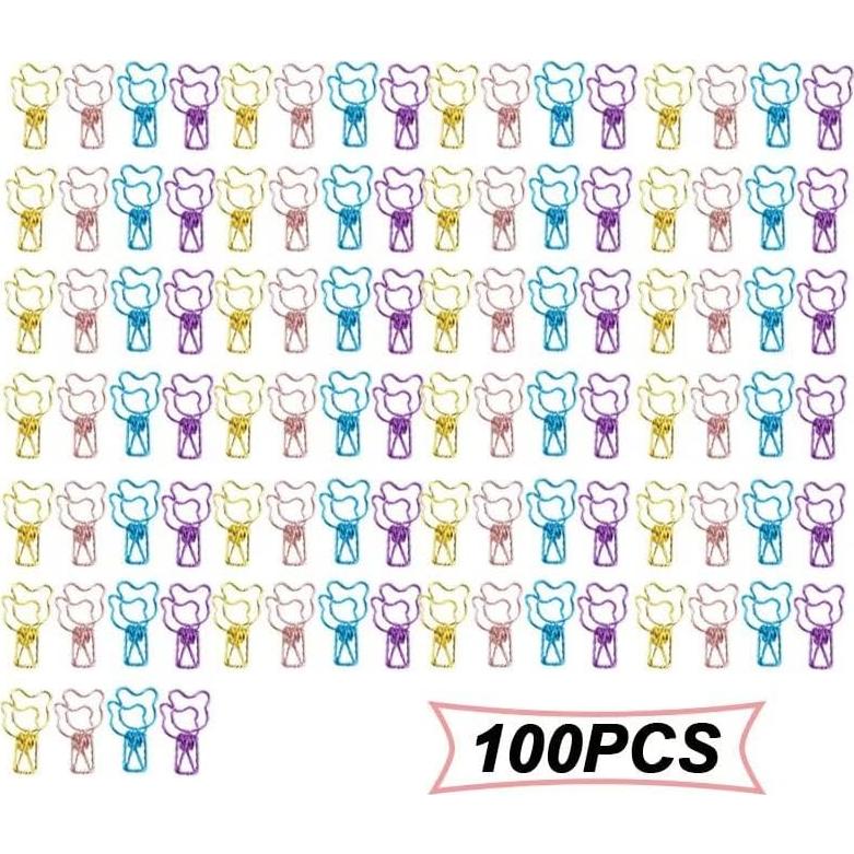 100 Clips de Carpeta Pequeños Multicolor SEEK RARE Oso
