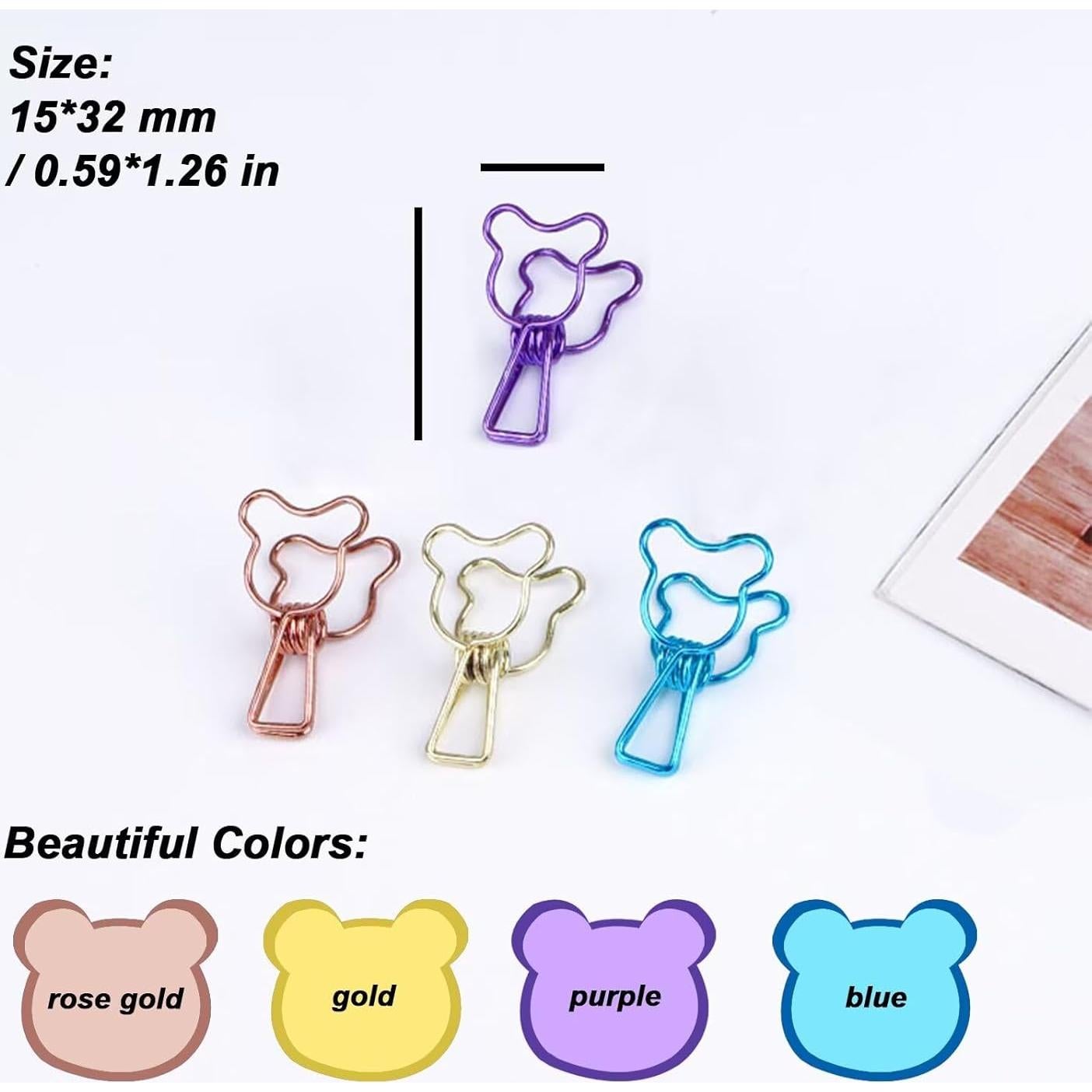 100 Clips de Carpeta Pequeños Multicolor SEEK RARE Oso