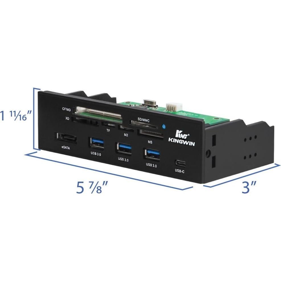 Hub USB 3.0 Kingwin KW525-3U3CR con Lector de Tarjetas SD y USB-C