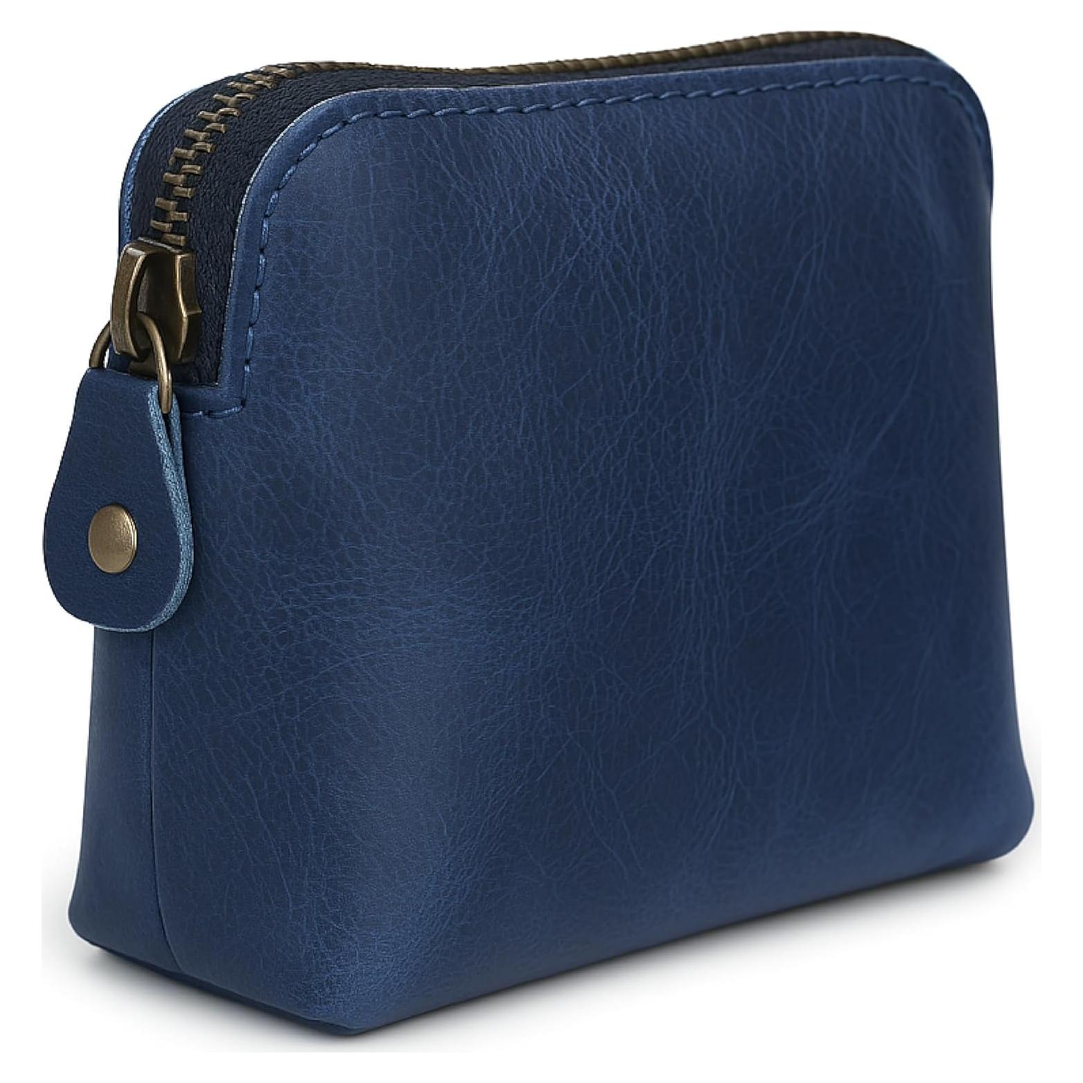 Juego de Bolsas Cosméticas de Cuero Azul TheAntiq - Organizador de Maquillaje