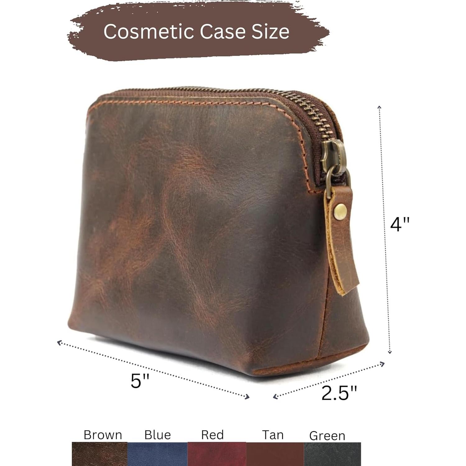 Juego de Bolsas Cosméticas de Cuero Azul TheAntiq - Organizador de Maquillaje