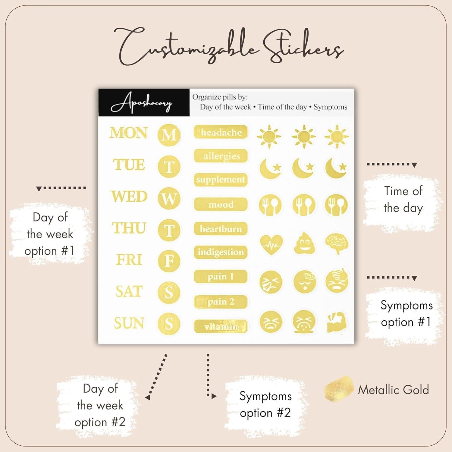 Estuche organizador de pastillas Aposhacary 7 compartimentos negro