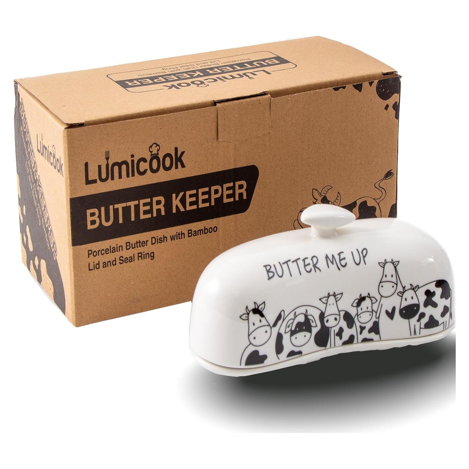 Plato para Mantequilla Lumicook Grande con Tapa de Acacia
