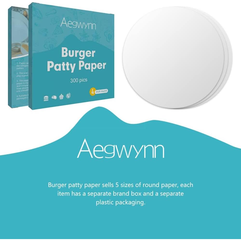 Papel Redondo para Hamburguesas Aegwynn 10 cm 300 Pcs Antiadherente