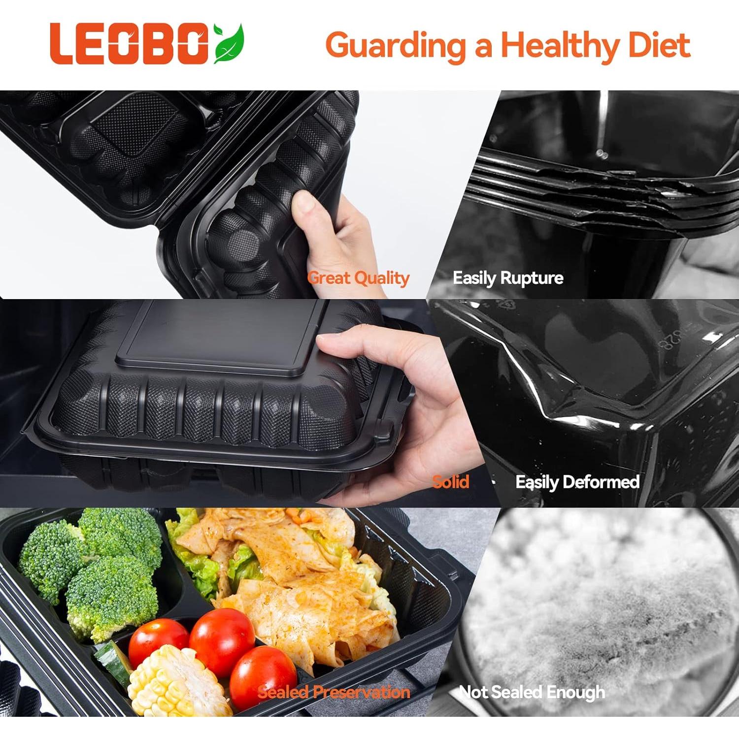 Contenedores de Comida LEOBOX 65 Piezas 3 Compartimentos 30oz