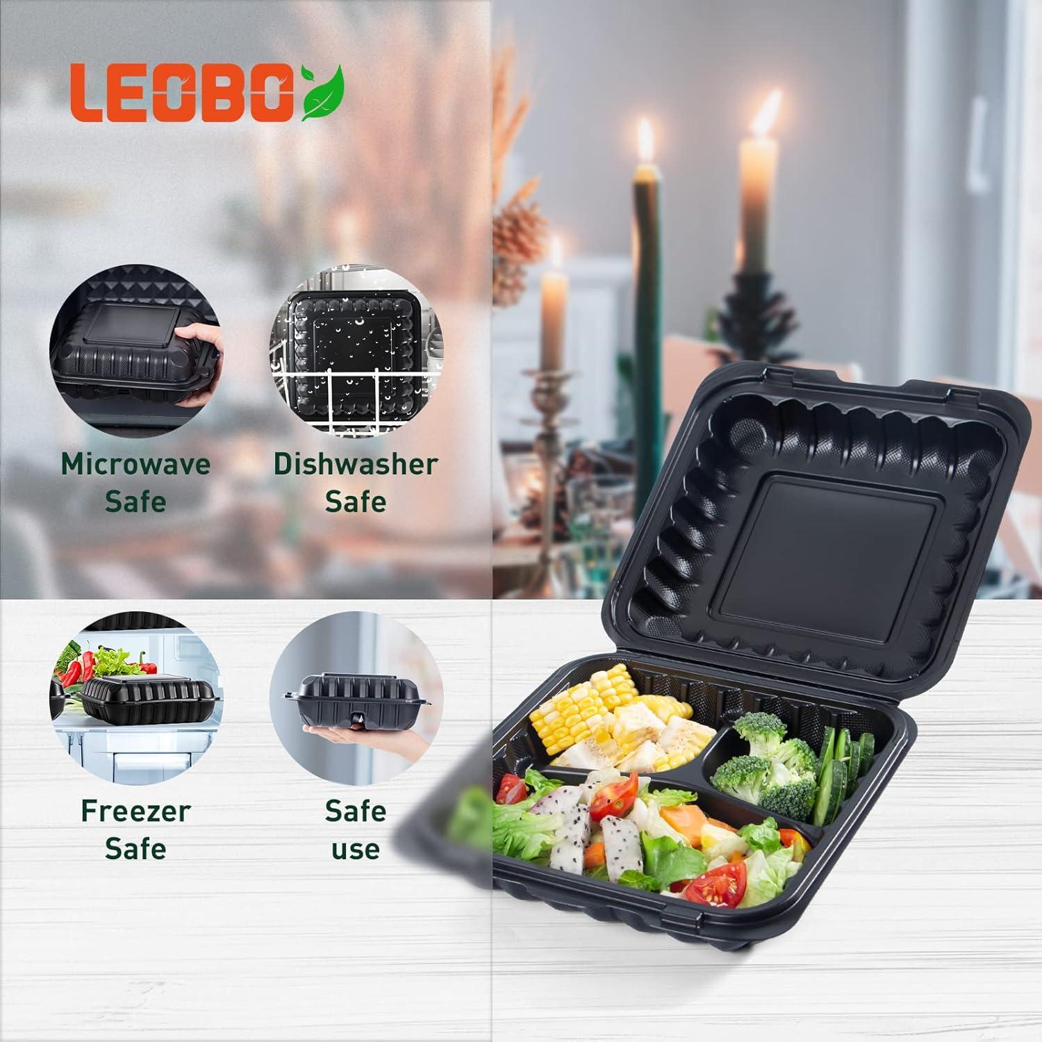 Contenedores de Comida LEOBOX 65 Piezas 3 Compartimentos 30oz