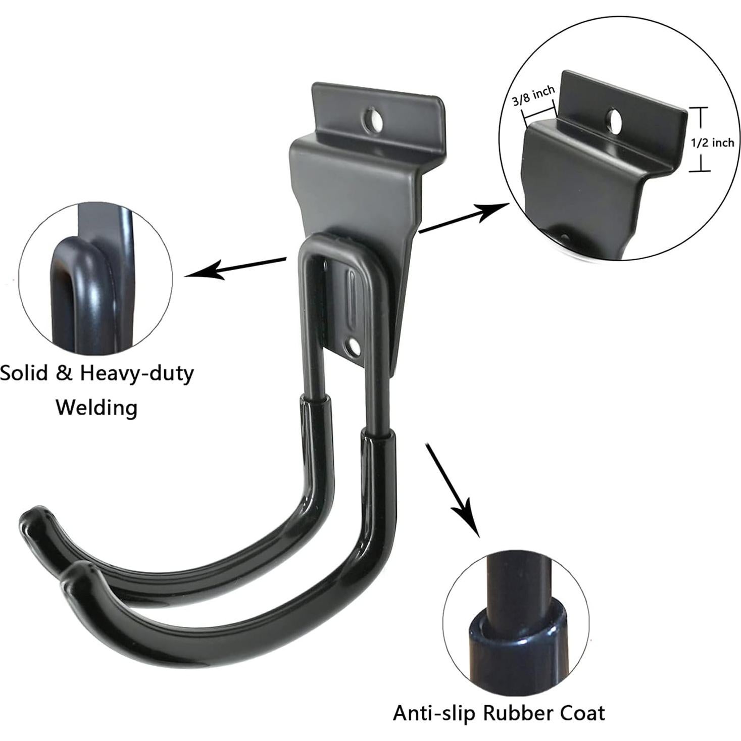 Ganchos para Slatwall ATOOLA - Paquete de 8, Negro, Alta Resistencia