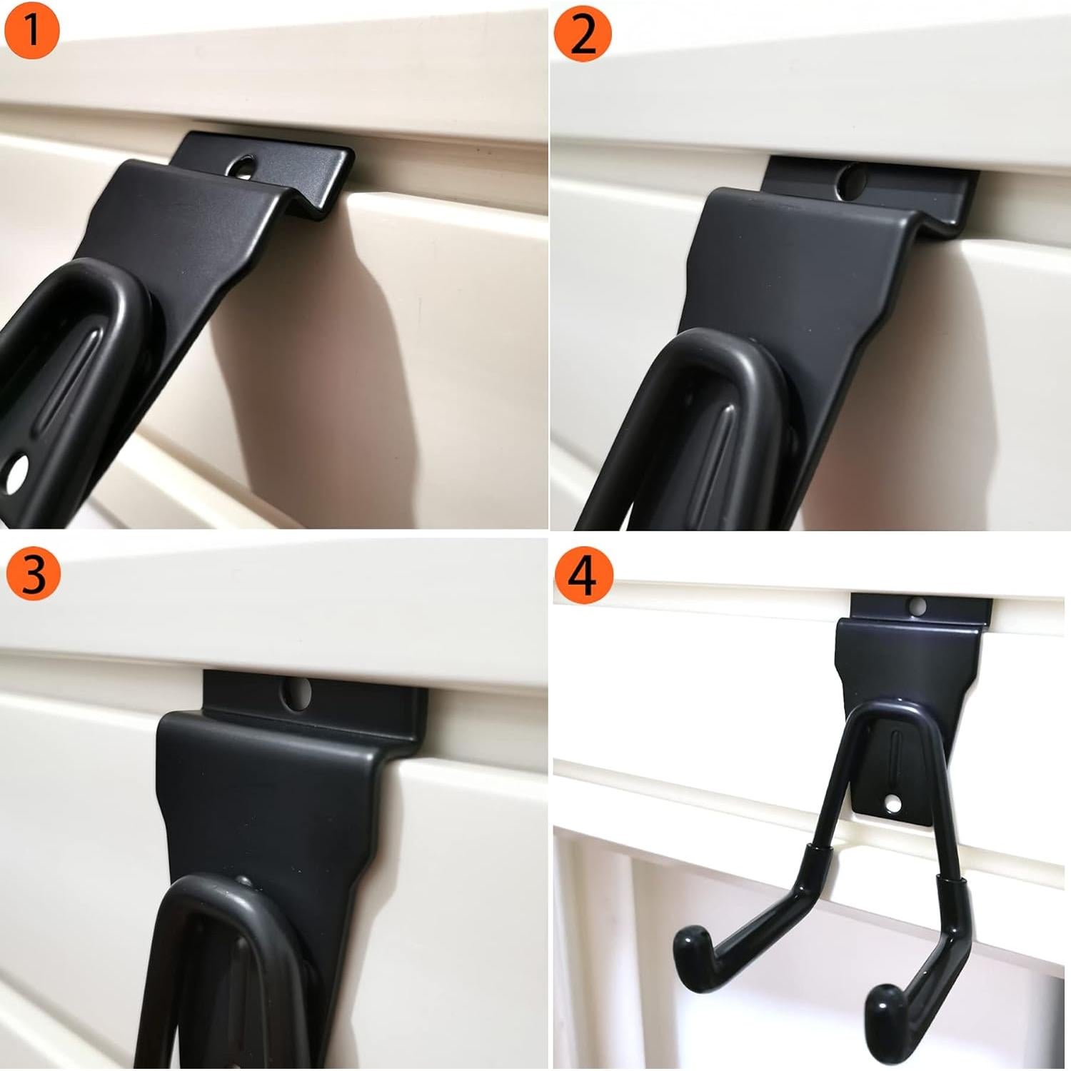 Ganchos para Slatwall ATOOLA - Paquete de 8, Negro, Alta Resistencia