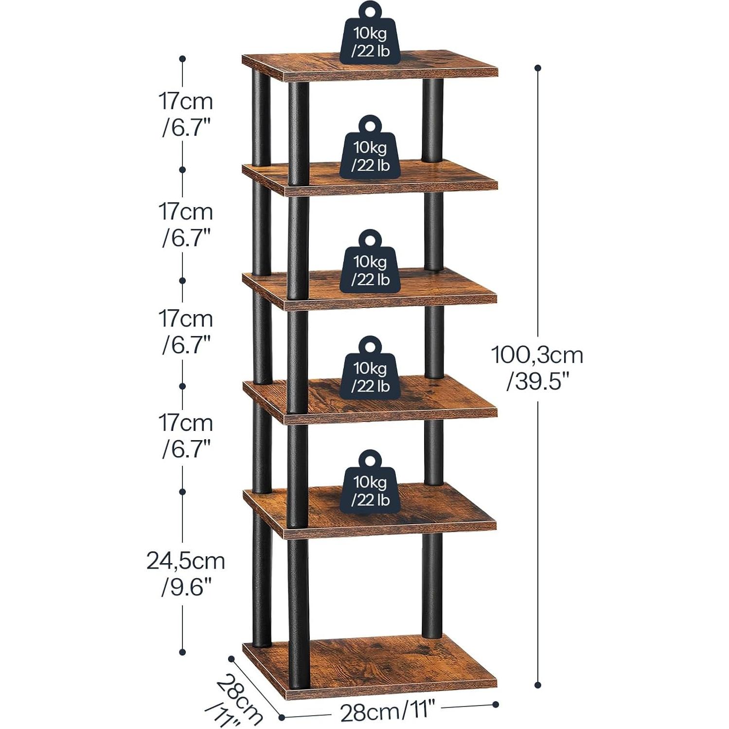 Estante Vertical para Zapatos HOOBRO 6 Niveles 28x28x100 cm