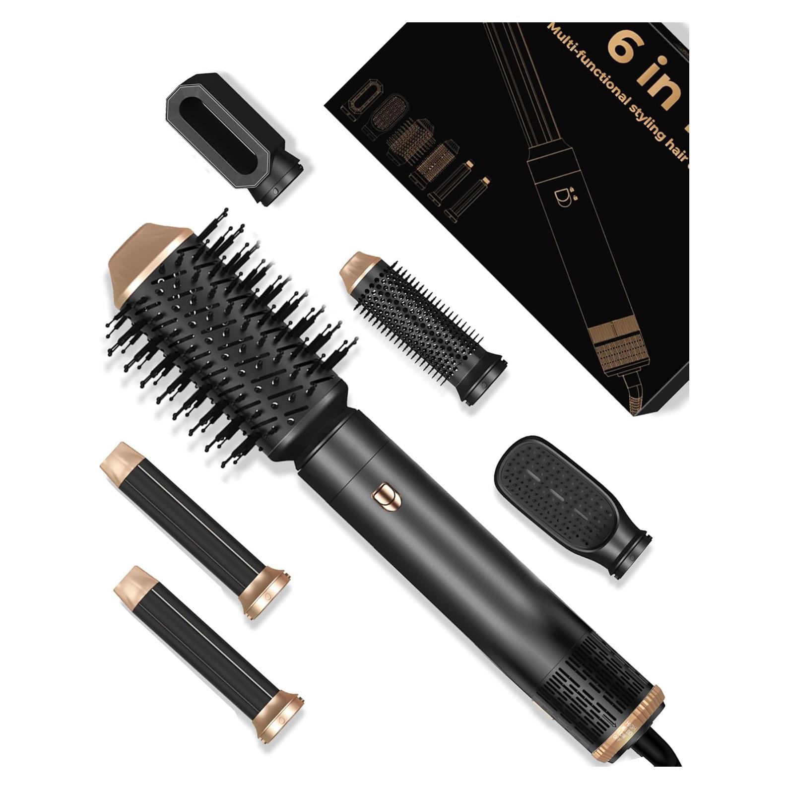 Cepillo Secador de Cabello 6 en 1 OKWRAP, Iónico, Negro