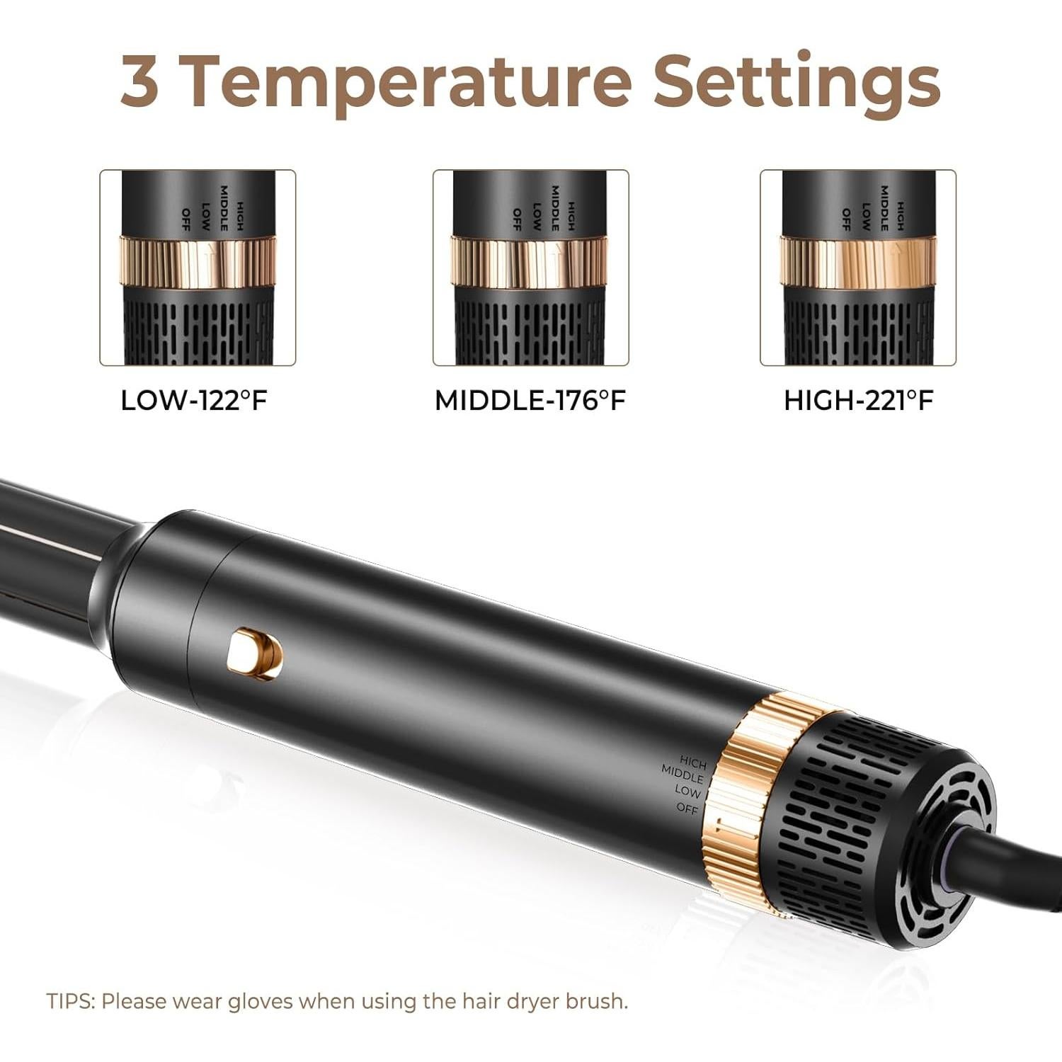 Cepillo Secador de Cabello 6 en 1 OKWRAP, Iónico, Negro