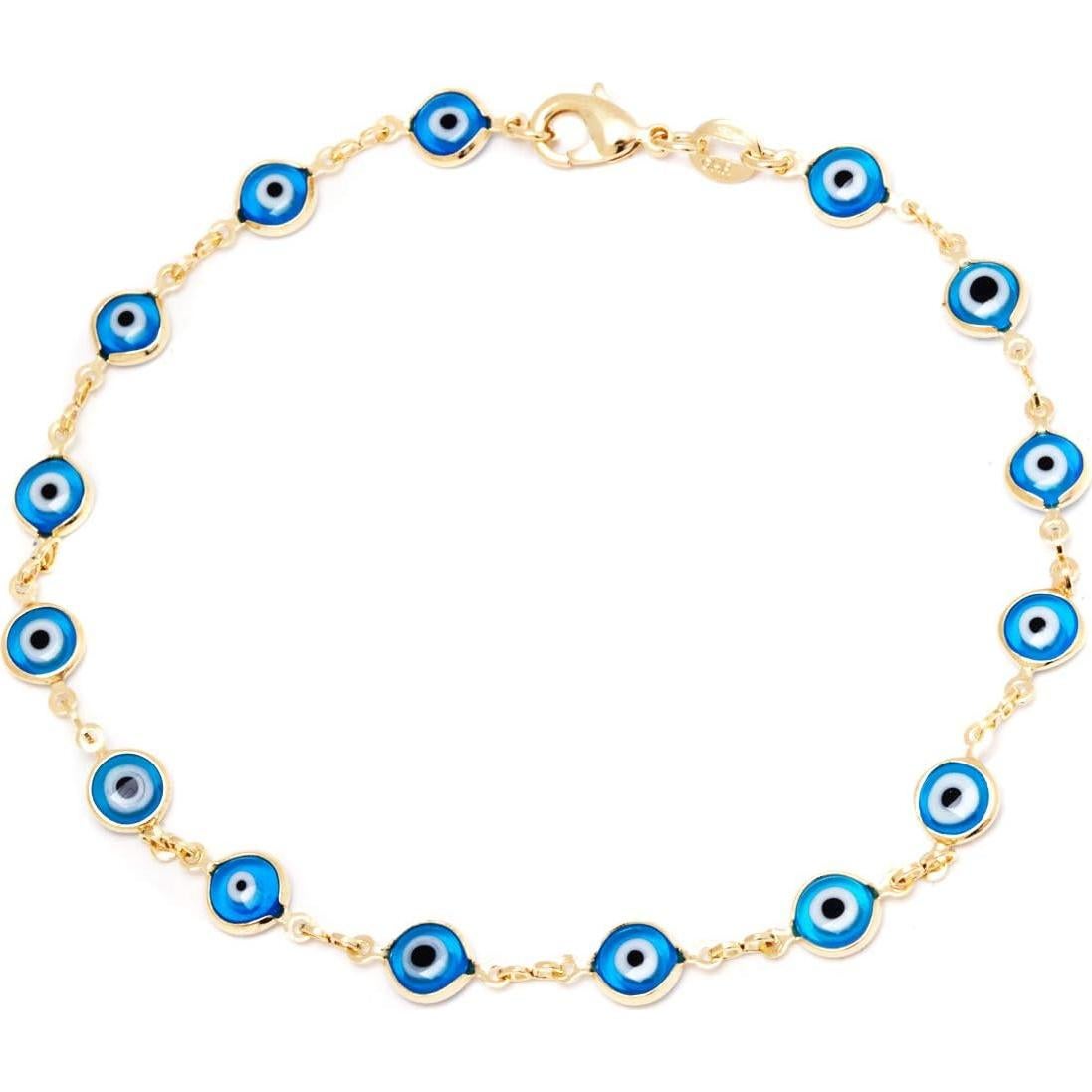 Pulsera de tobillo dorada Barzel con ojo malvado 25.4 cm