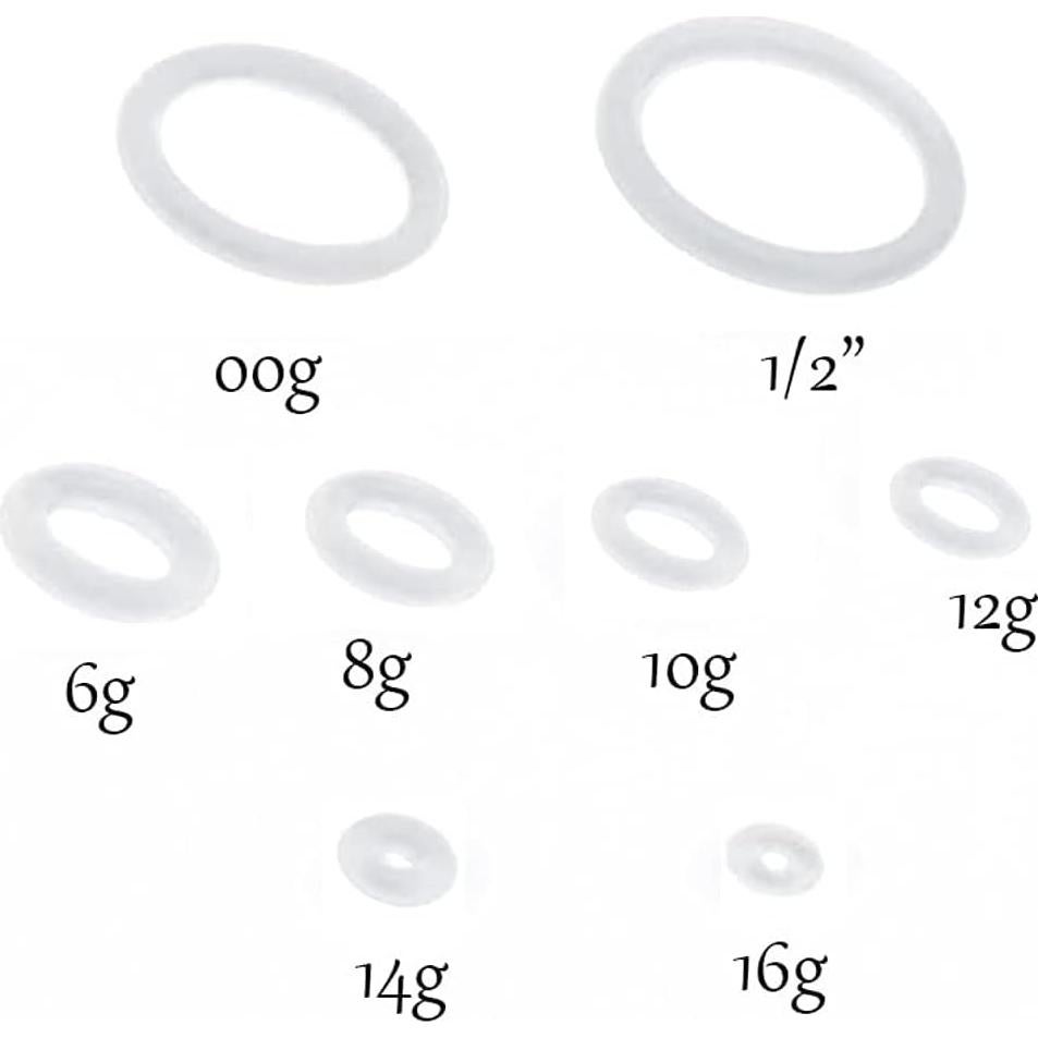 Anillos O de Caucho Blanco Satix 20PCS 0 Gauge 8mm Piercing