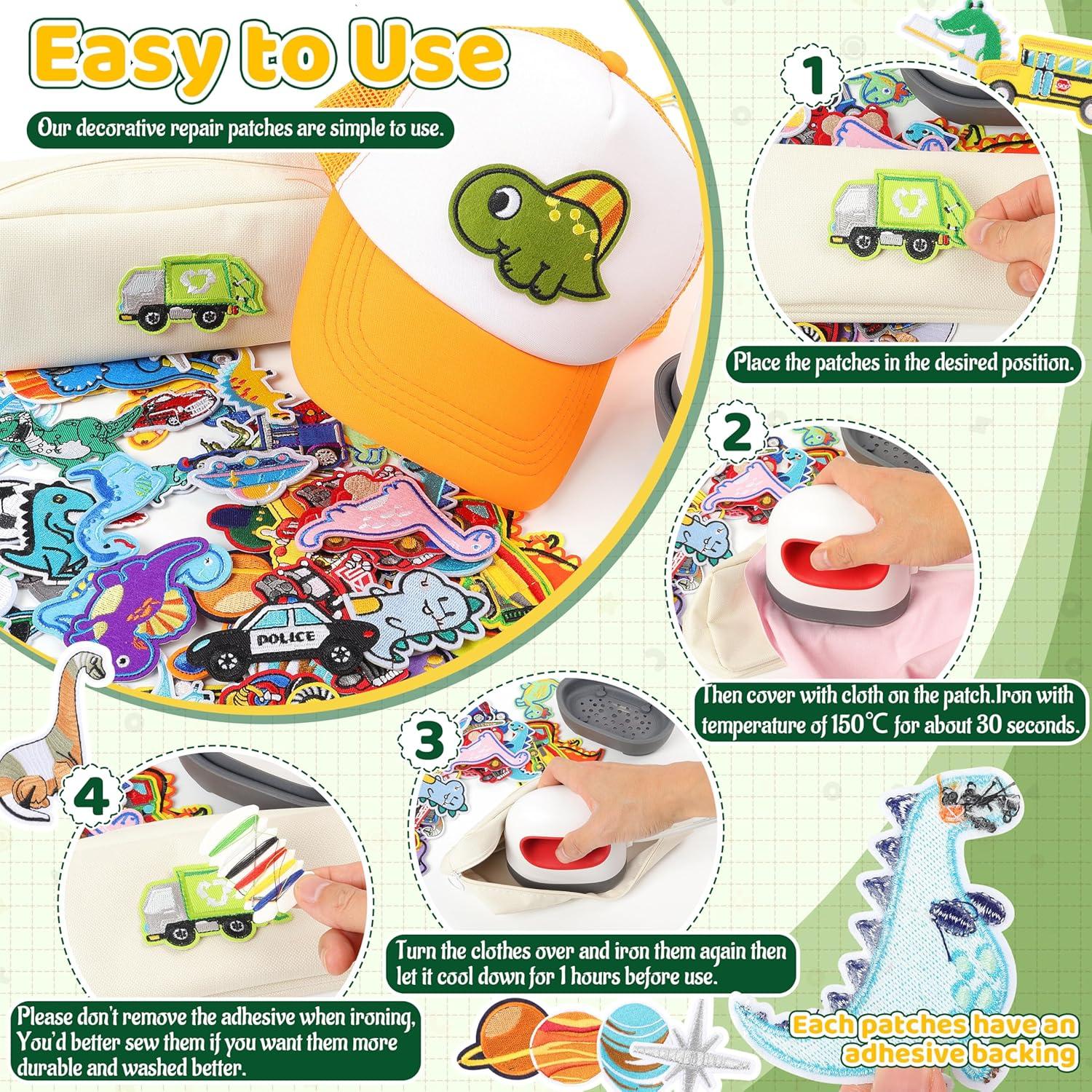 Parches Bordados de Planchar NICEVINYL 60PCS para Niños