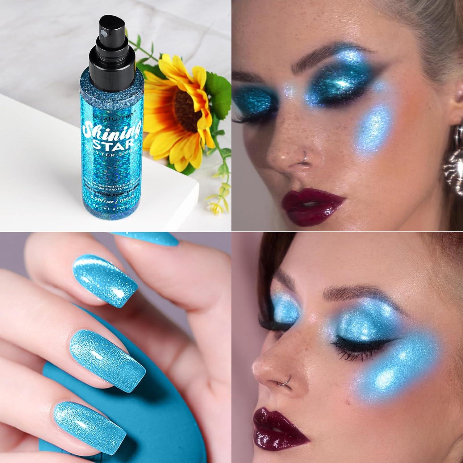 Spray de Brillo Corporal Luxfume 95.2g Azul - Secado Rápido