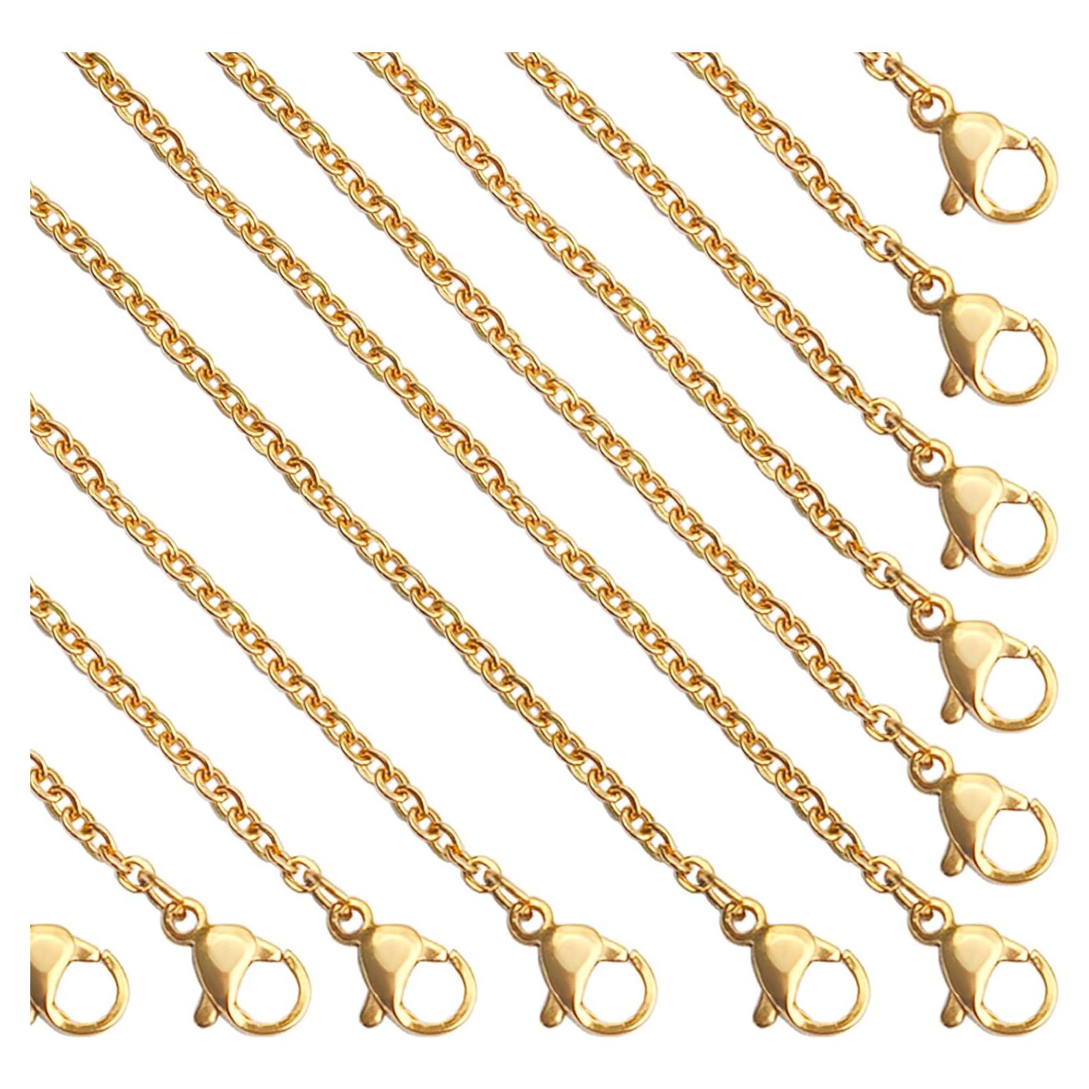 Cadena de Collar Dorada 40.64 cm 2mm Acero Inoxidable Lezam - 24 Pcs