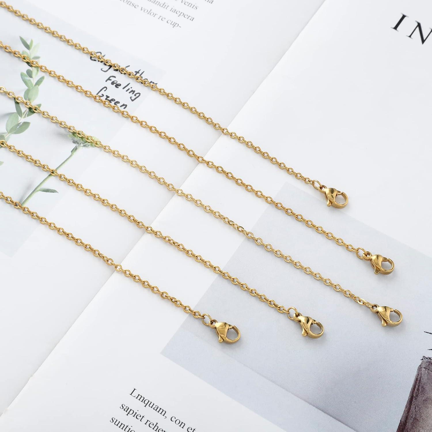 Cadena de Collar Dorada 40.64 cm 2mm Acero Inoxidable Lezam - 24 Pcs