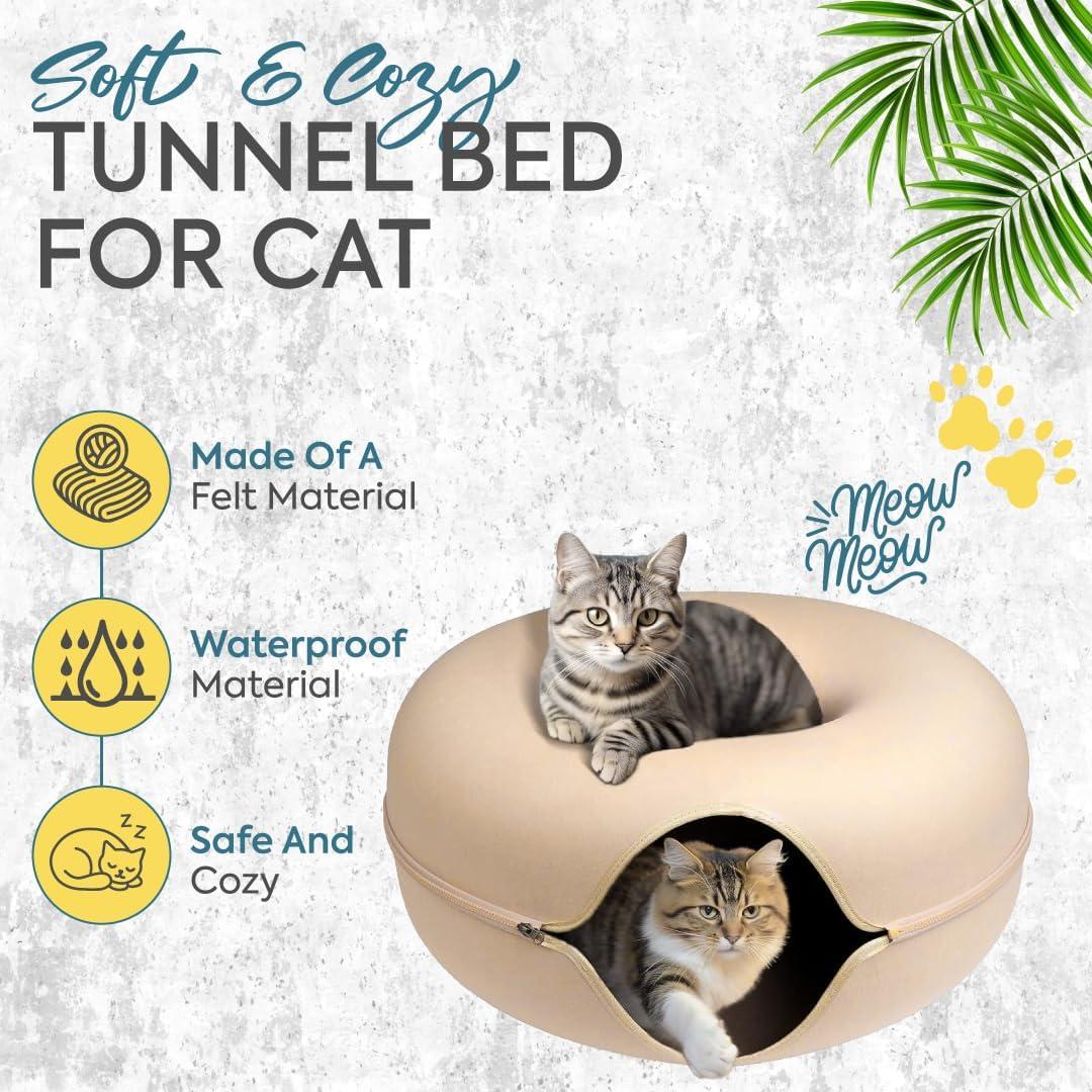 Cama Túnel Grande para Gatos La Luz 2021 Beige L 60x60 cm