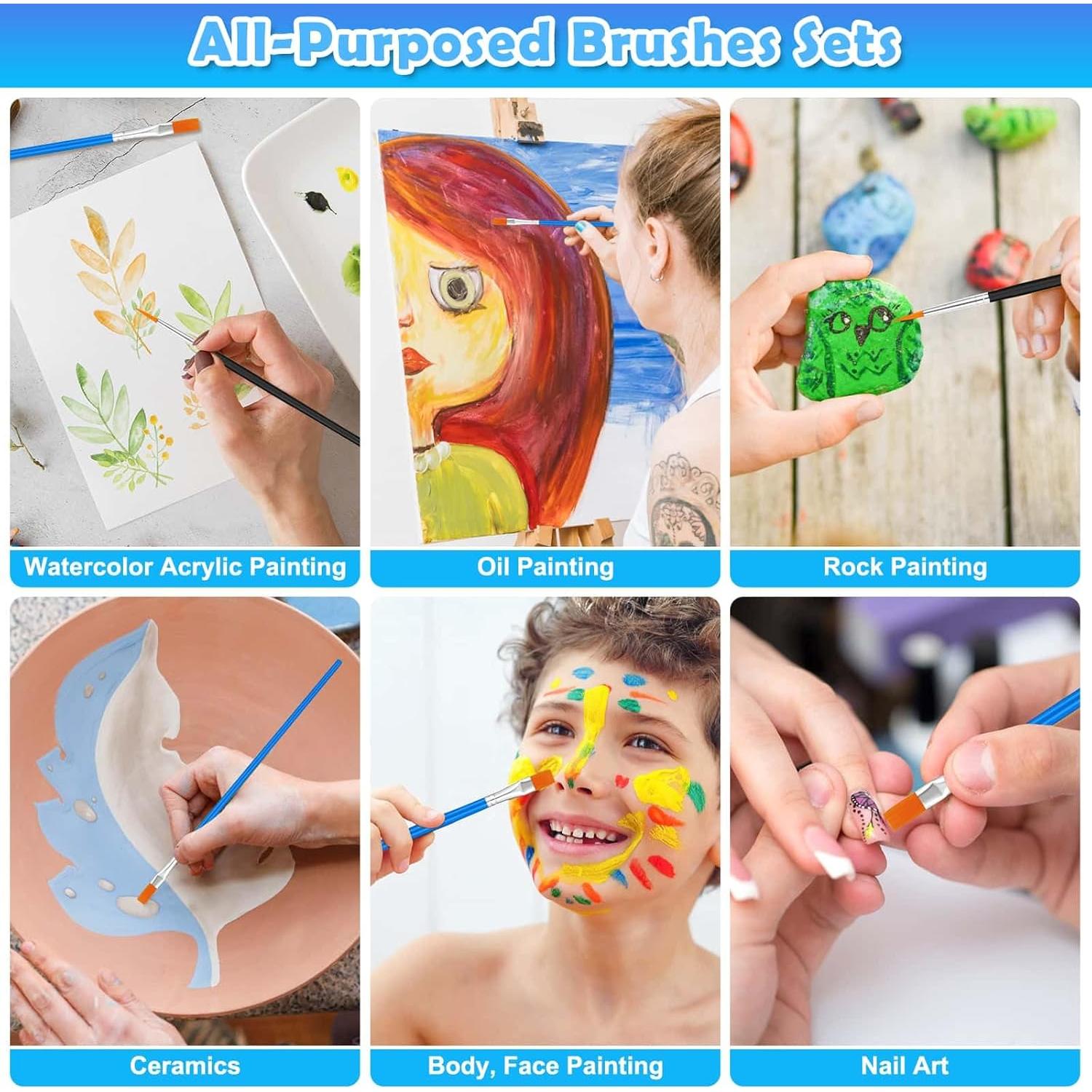 Juego de 70 Pinceles de Pintura Anezus para Niños - Nylon