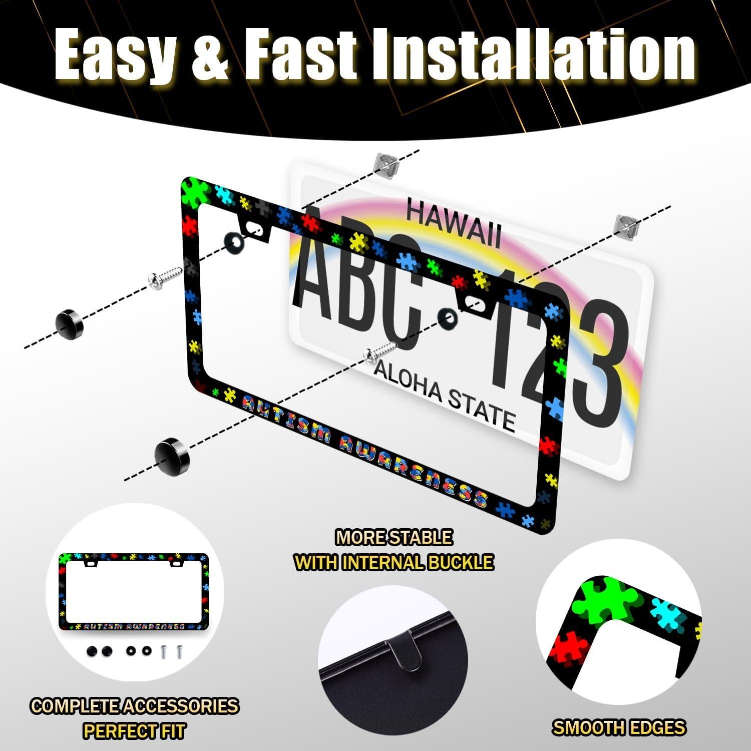 Marco de Placa de Licencia RNKATIH Acero Inoxidable 31.2x16 cm