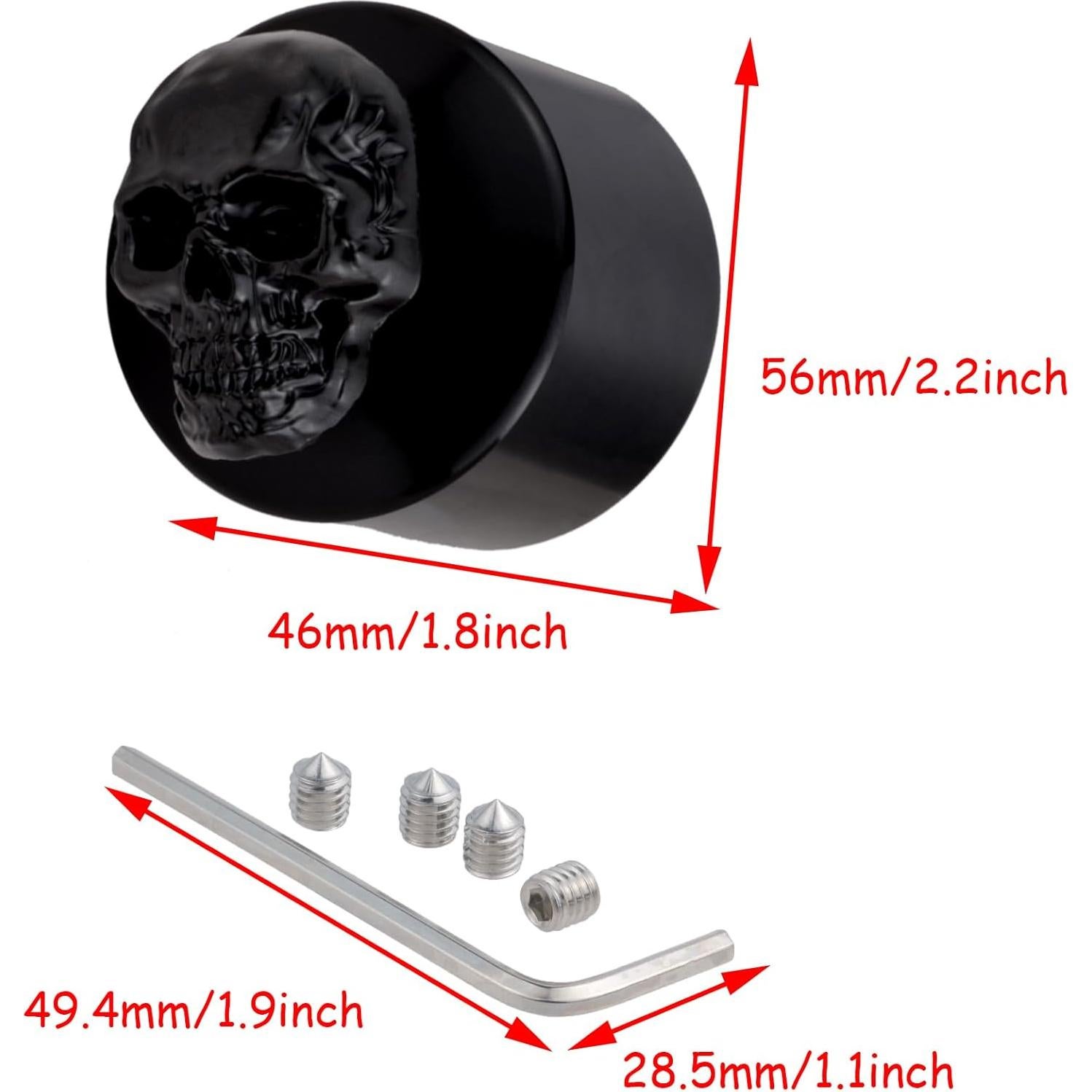 Cubierta de Tuerca de Eje Lunsom Calavera Aluminio Negra 56x46mm