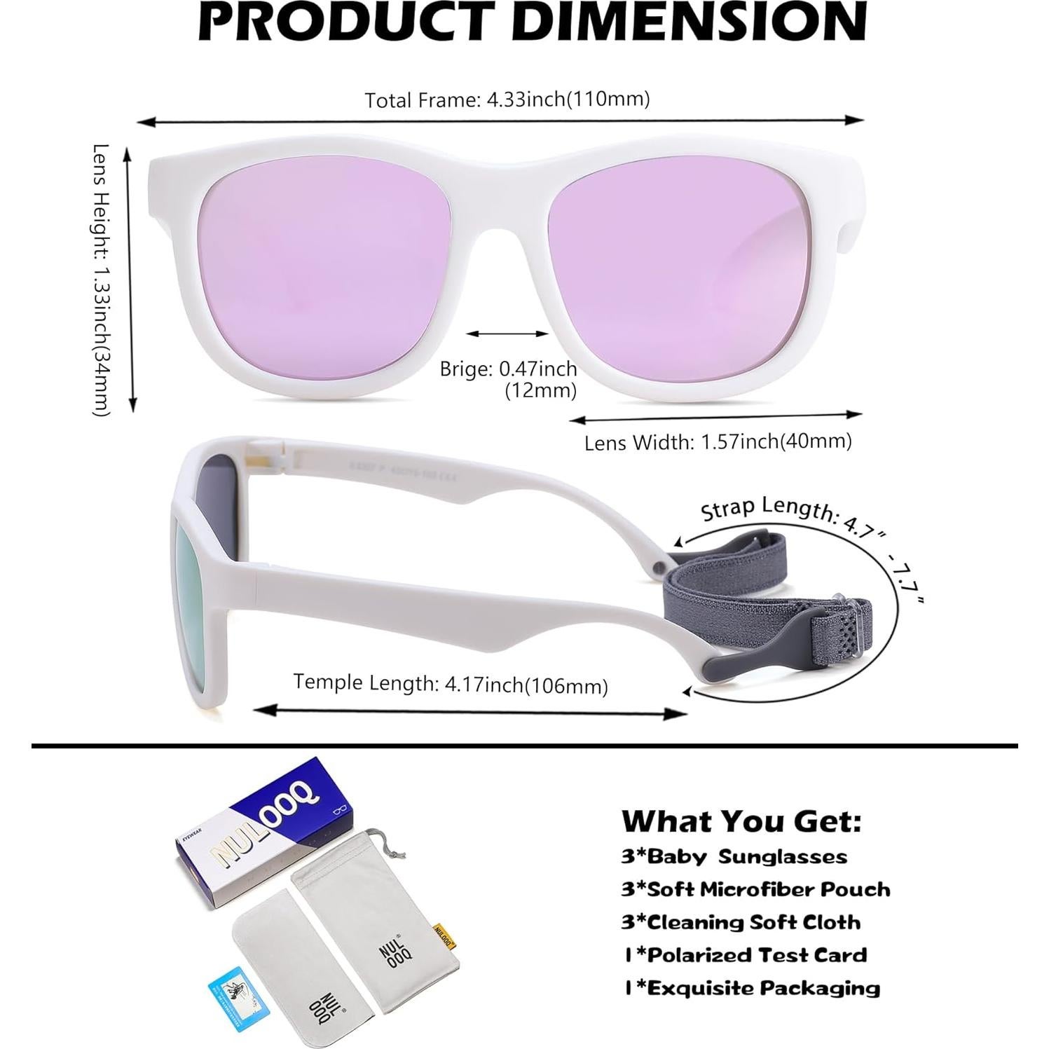 Gafas de sol polarizadas NULOOQ para bebés 0-24 meses