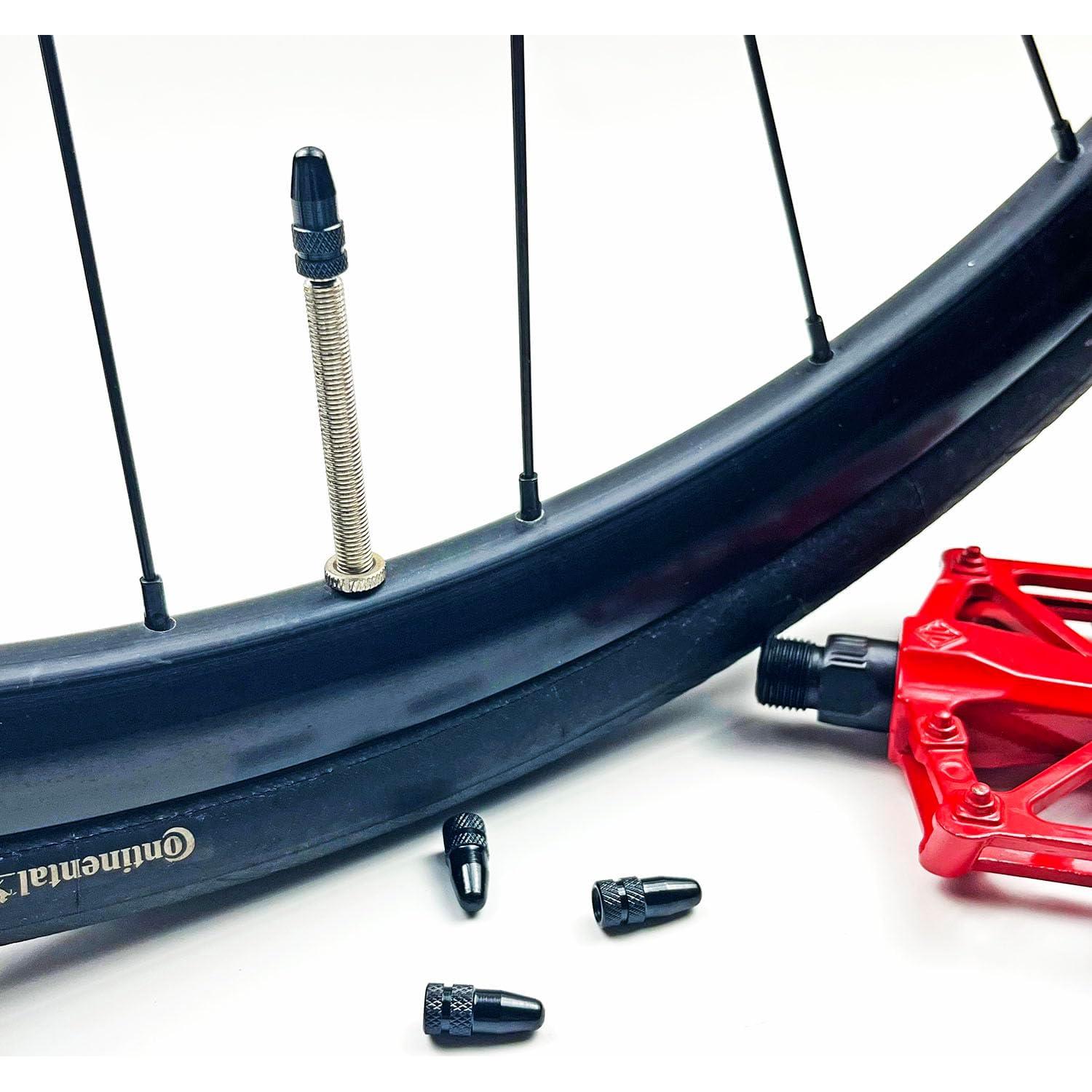 Tapas de Válvula Presta ANKECYC Negras de Aluminio - Paquete de 4