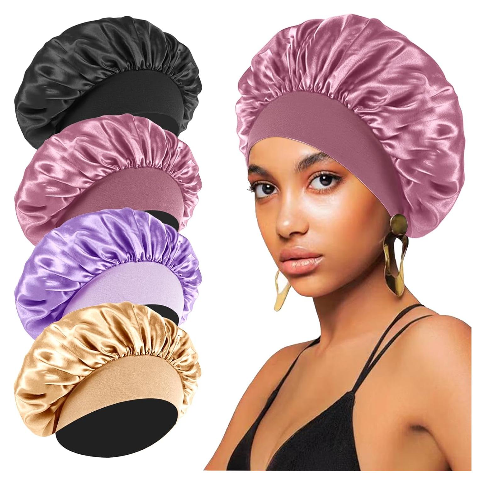 Bonetes de Seda para Dormir FIRSTPELLA - 4 Piezas Elásticas