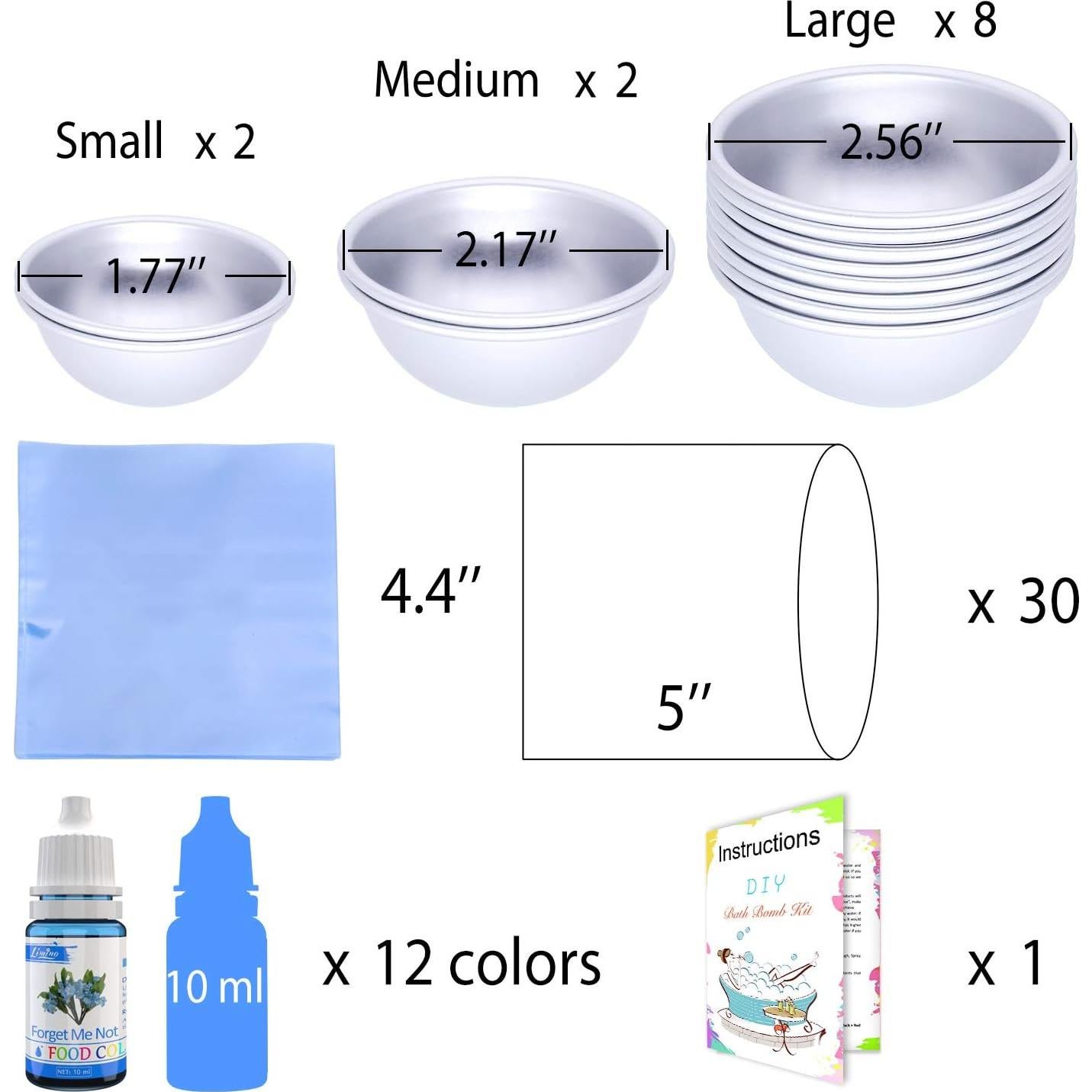 Kit de Moldes para Bombas de Baño Limino 12 Piezas con Colorantes